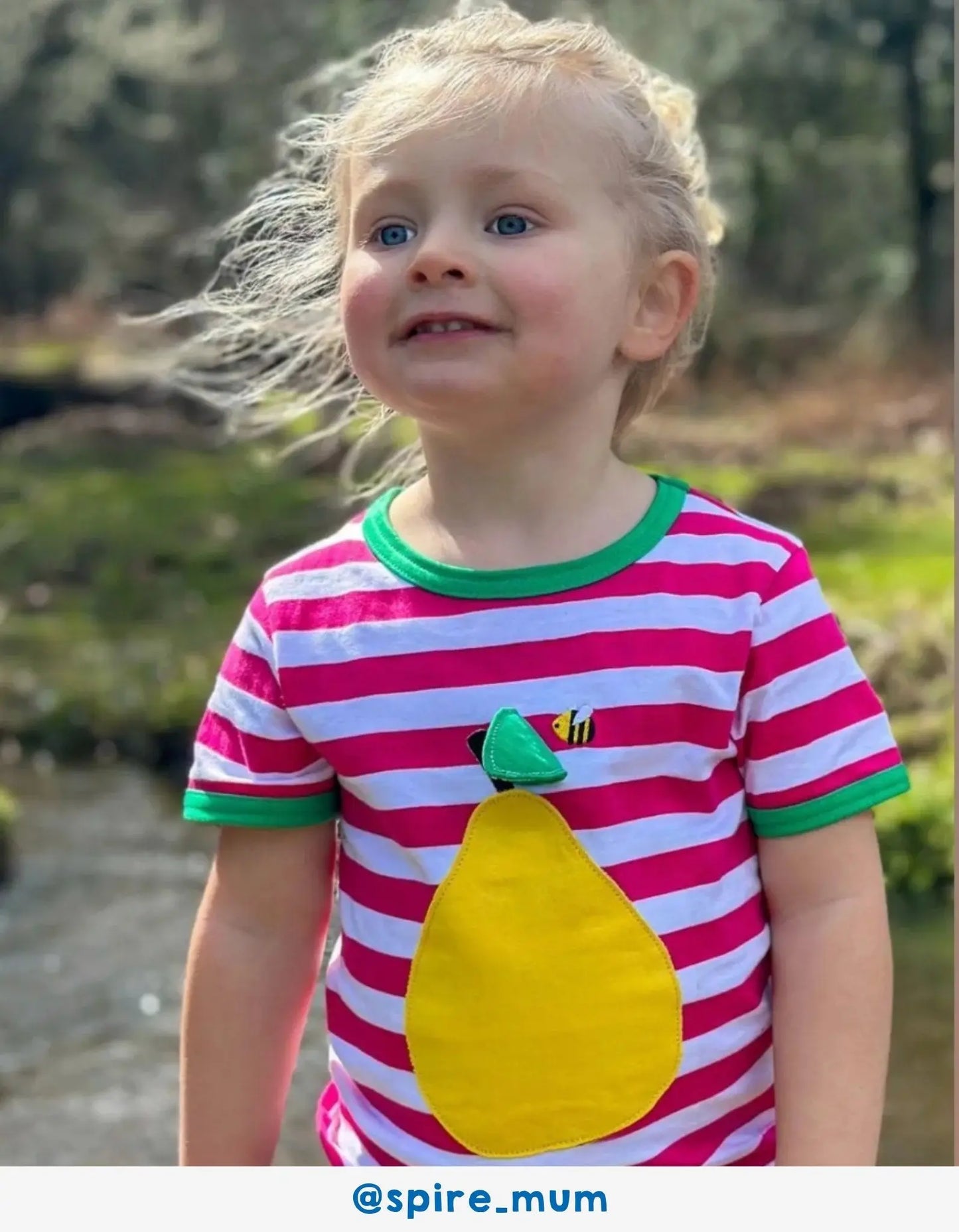 Organic Pear Applique Short-Sleeved T-Shirt Toby Tiger