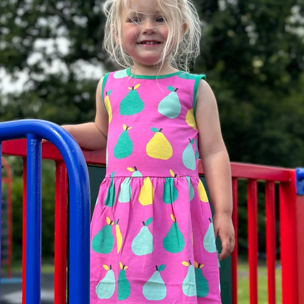 Organic Pear Print Summer Dress Toby Tiger