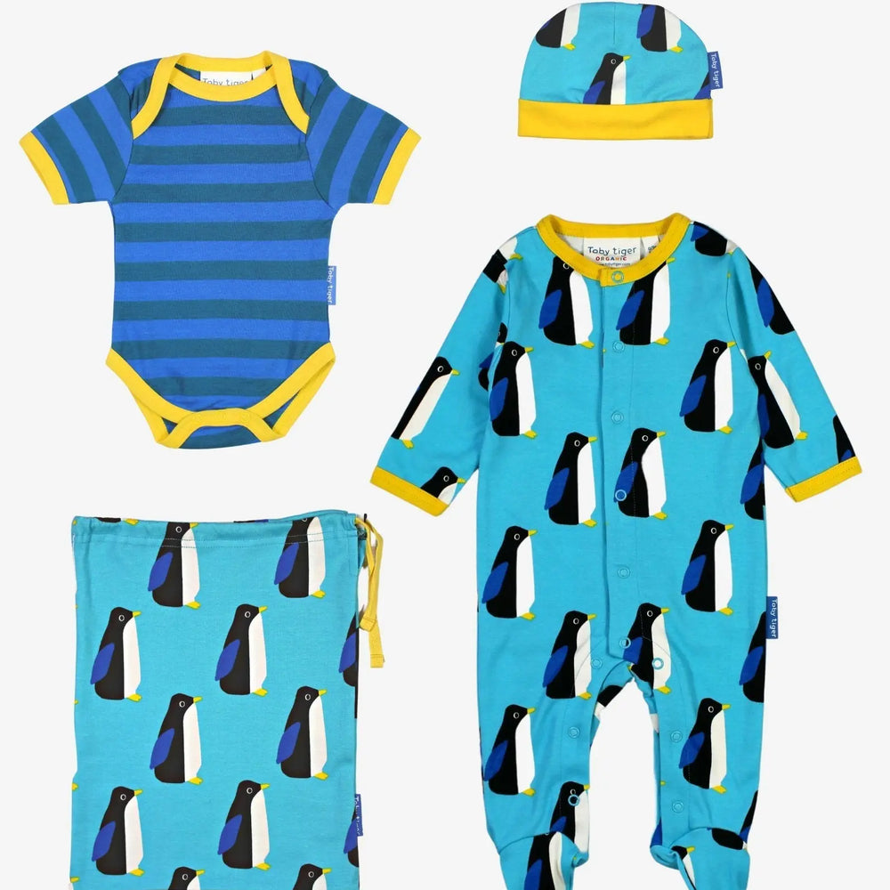 Organic Penguin Print Baby Gift Set Toby Tiger