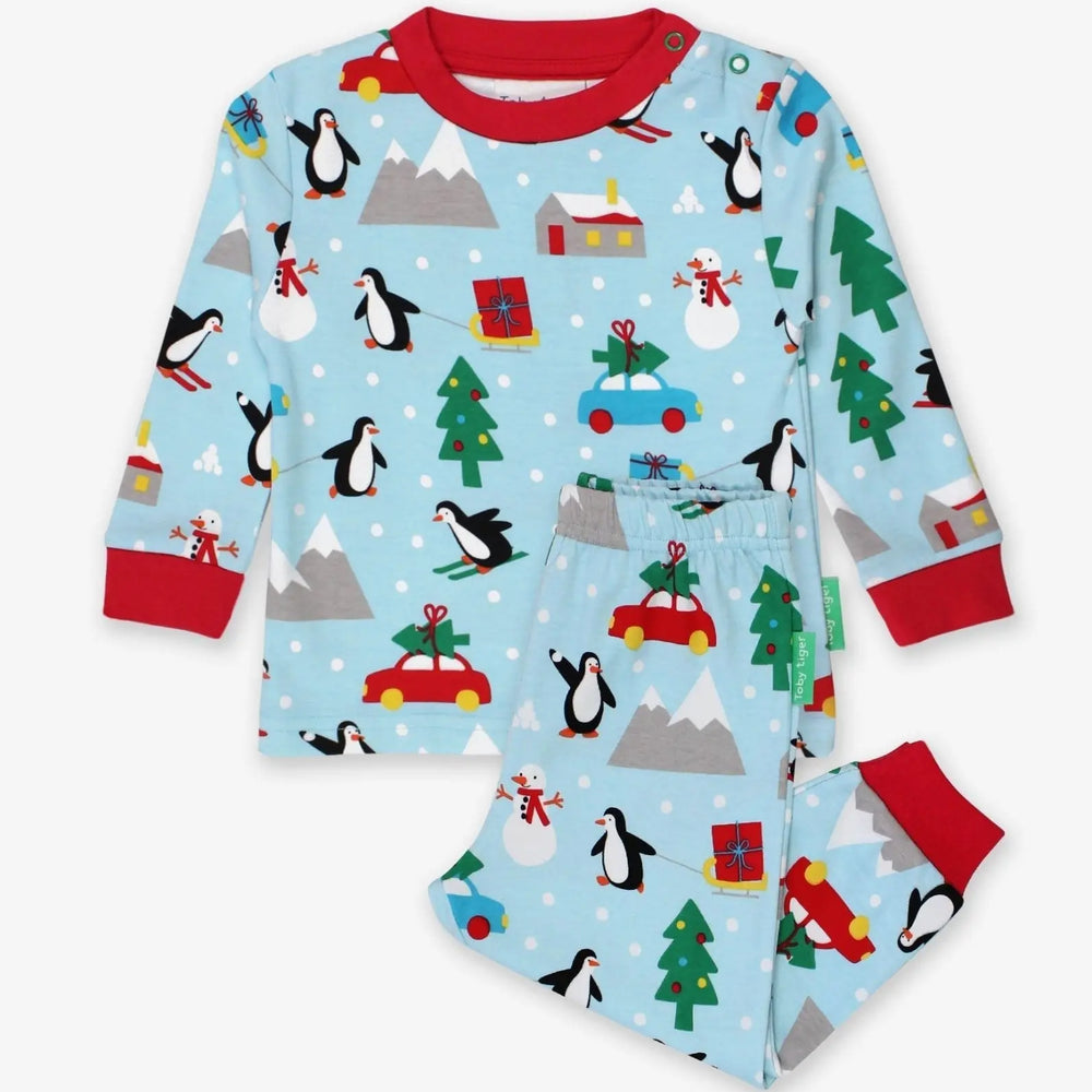 Organic Penguin's Christmas Print Adult Pyjamas Toby Tiger
