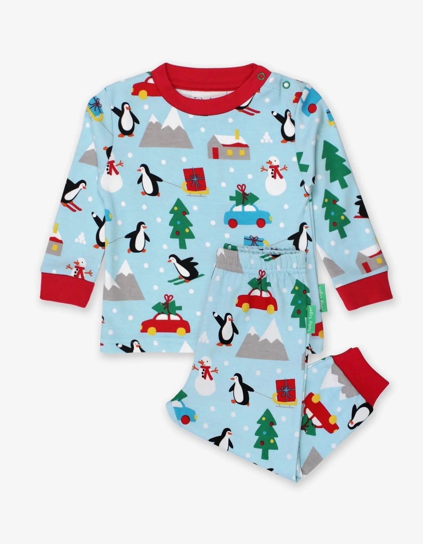 Organic Penguin's Christmas Print Adult Pyjamas Toby Tiger