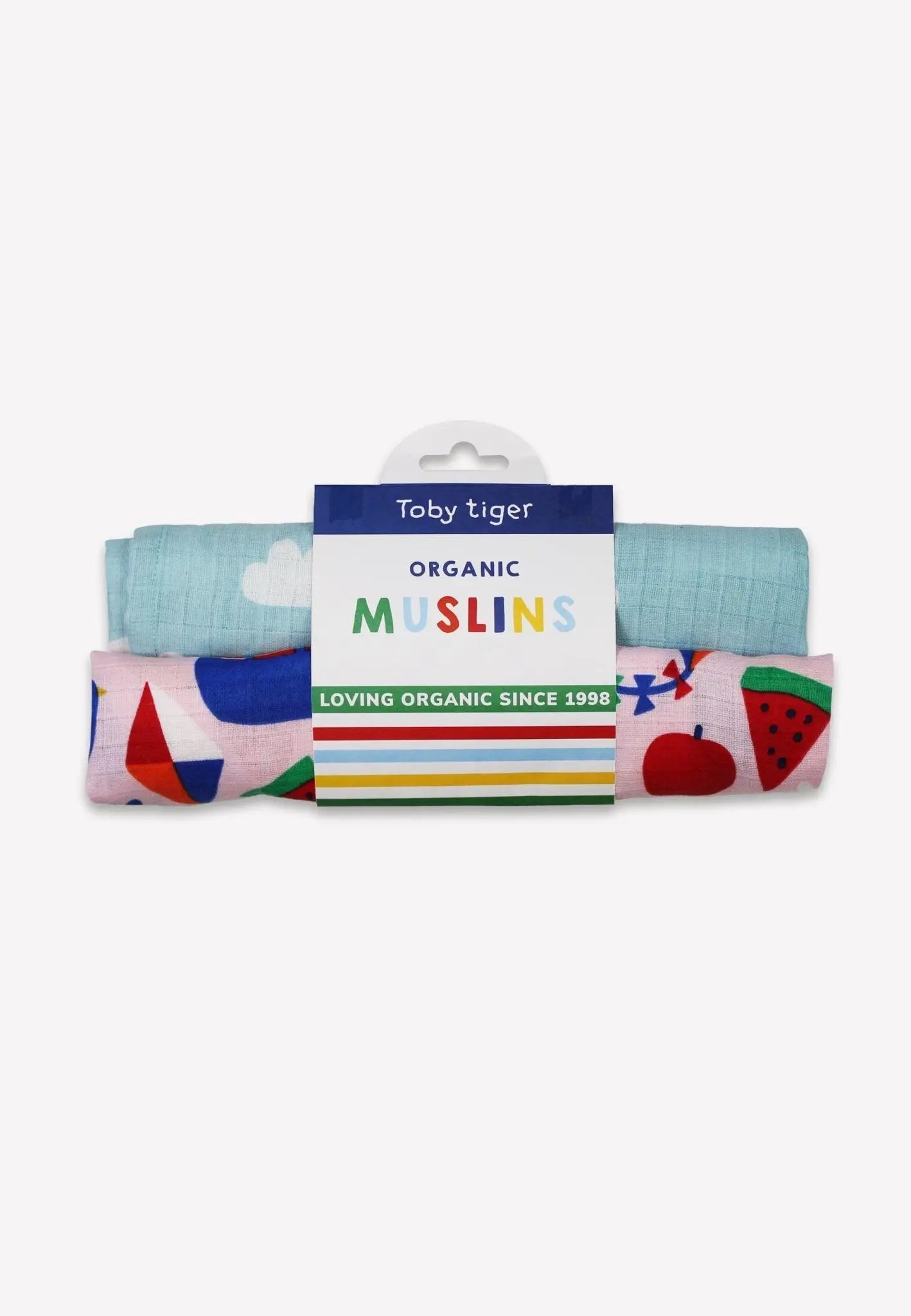 Organic Picnic Print 2 Pack Muslins Toby Tiger