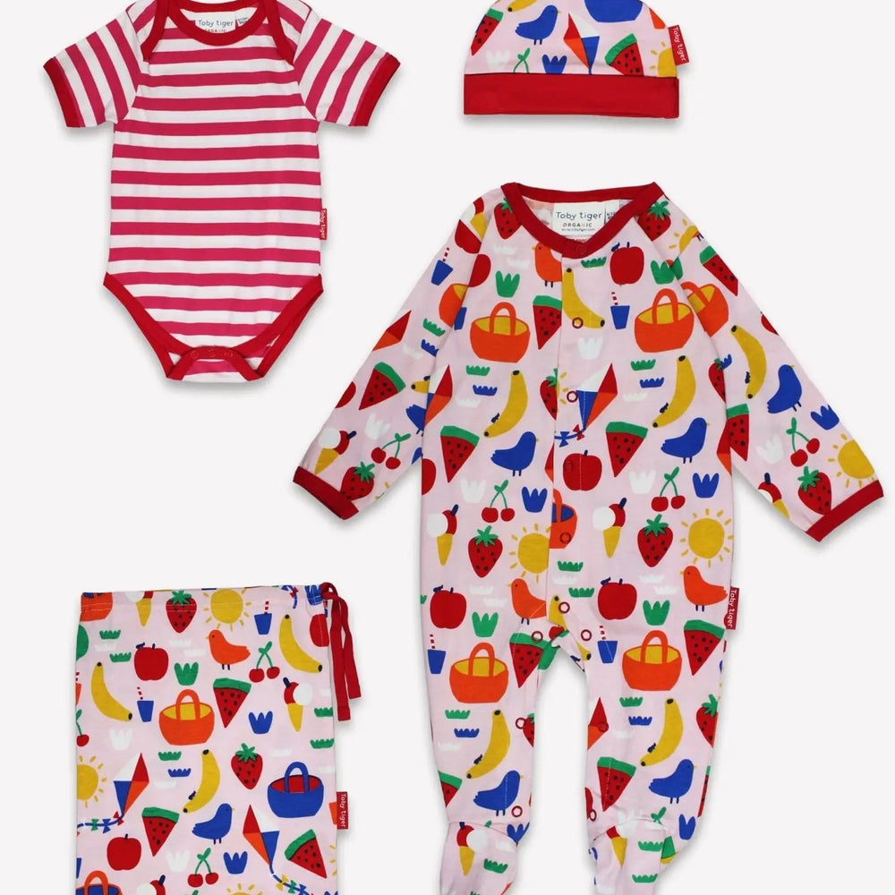 Organic Picnic Print Baby Gift Set Toby Tiger