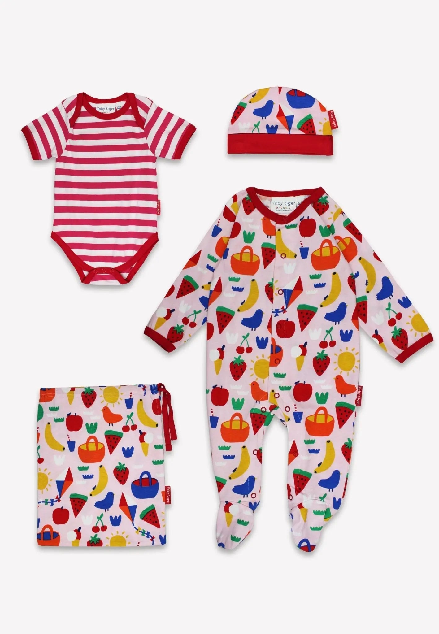 Organic Picnic Print Baby Gift Set Toby Tiger