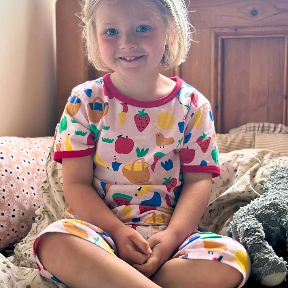 Organic Picnic Print Short Pyjamas Toby Tiger