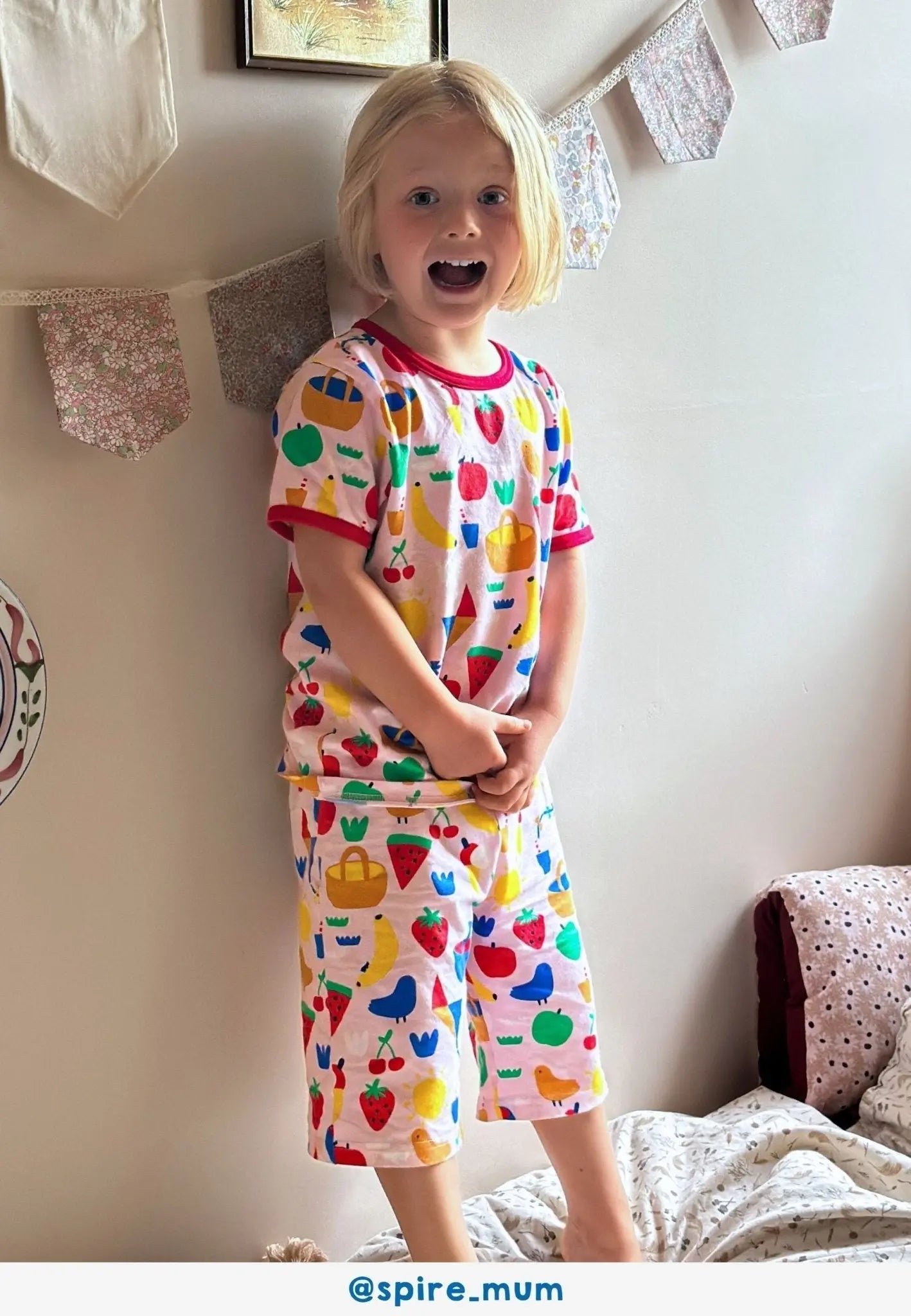 Organic Picnic Print Short Pyjamas Toby Tiger
