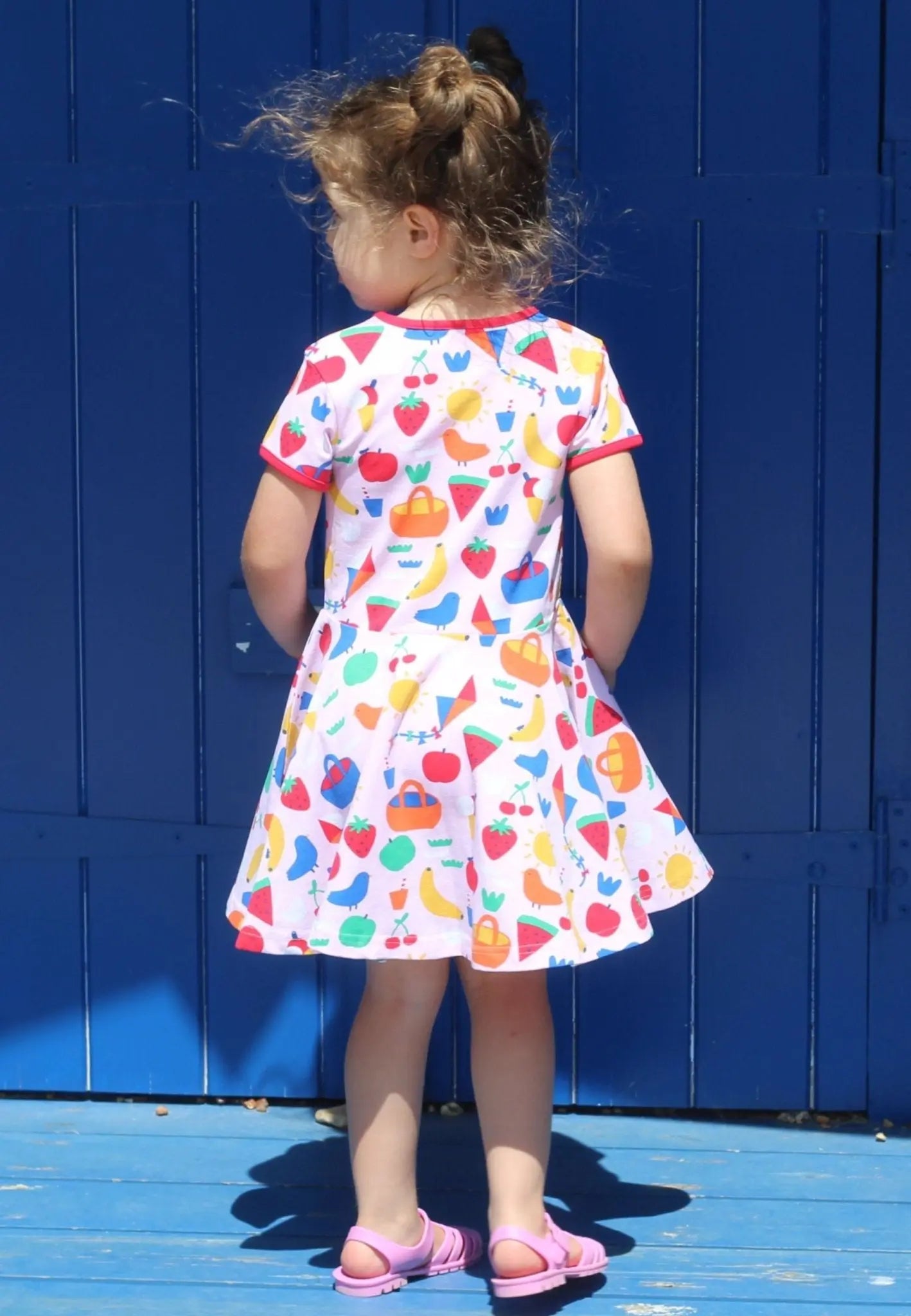 Organic Picnic Print Short Sleeved Skater Dress Toby Tiger