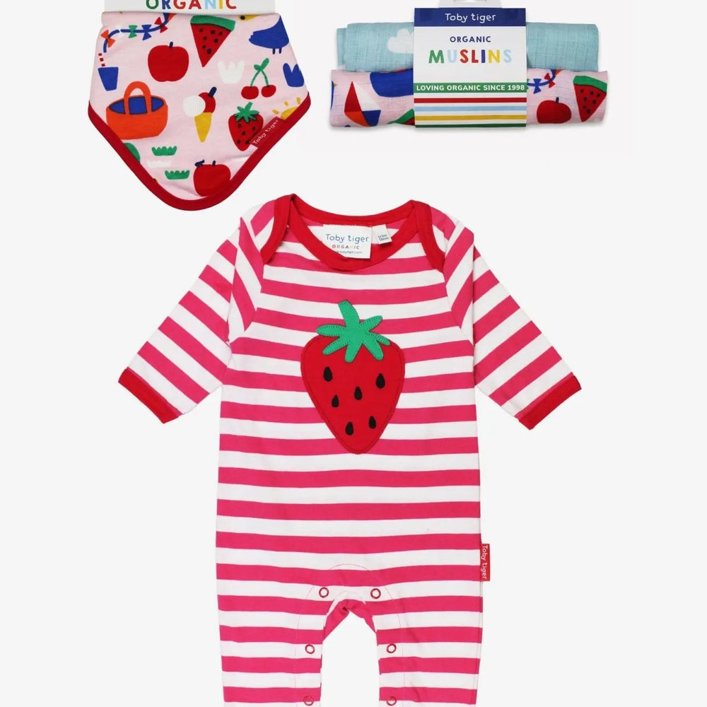 Organic Picnic Strawberry Applique Baby Bundle Toby Tiger