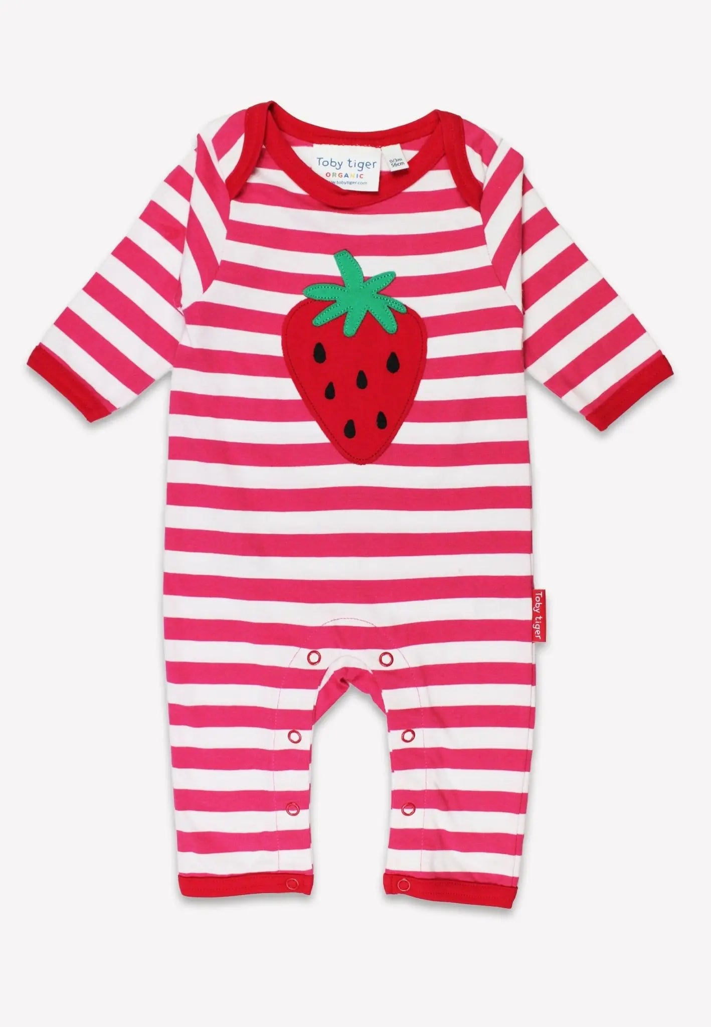 Organic Picnic Strawberry Applique Sleepsuit Toby Tiger