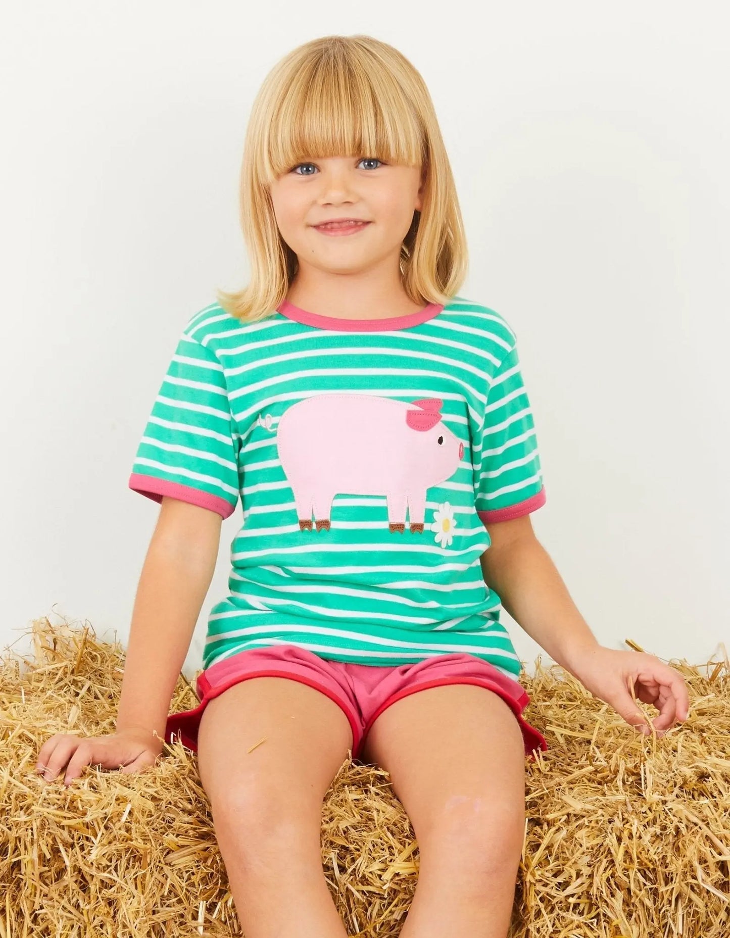 Organic Pig Applique Short-Sleeved T-Shirt Toby Tiger