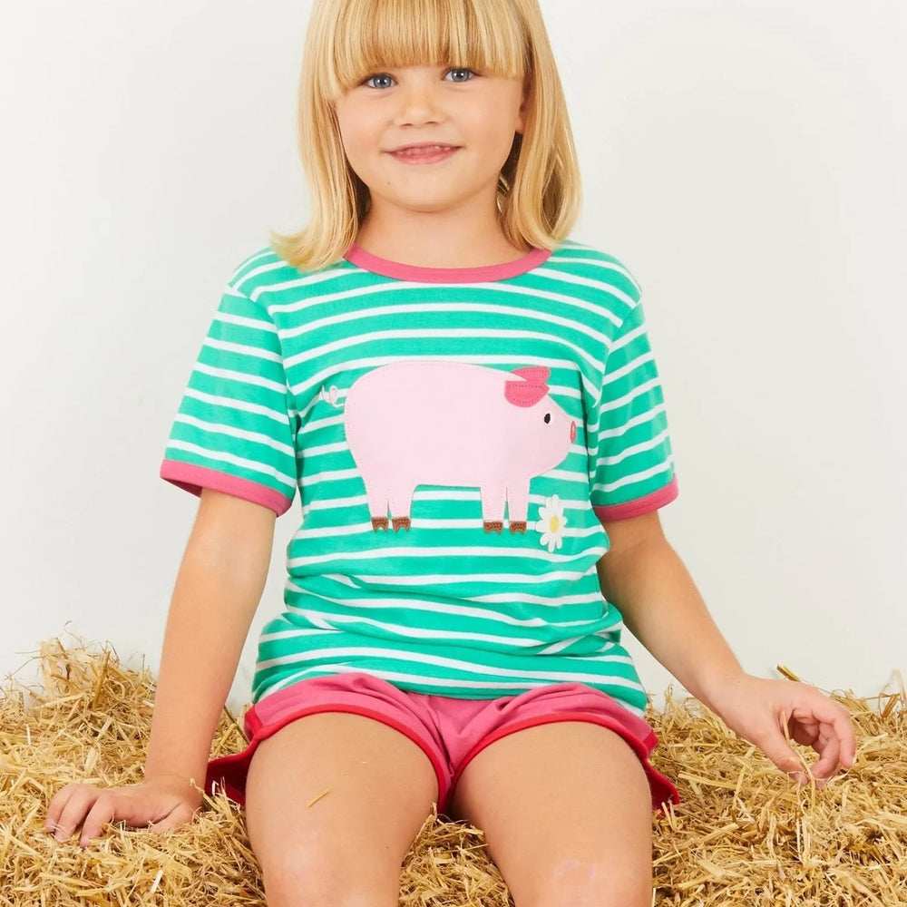 Organic Pig Applique Short-Sleeved T-Shirt Toby Tiger