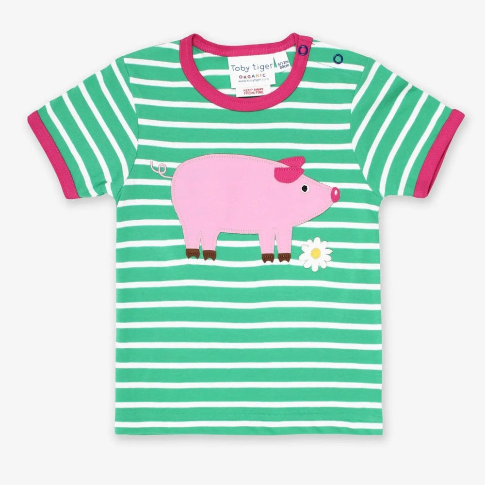 Organic Pig Applique Short-Sleeved T-Shirt Toby Tiger