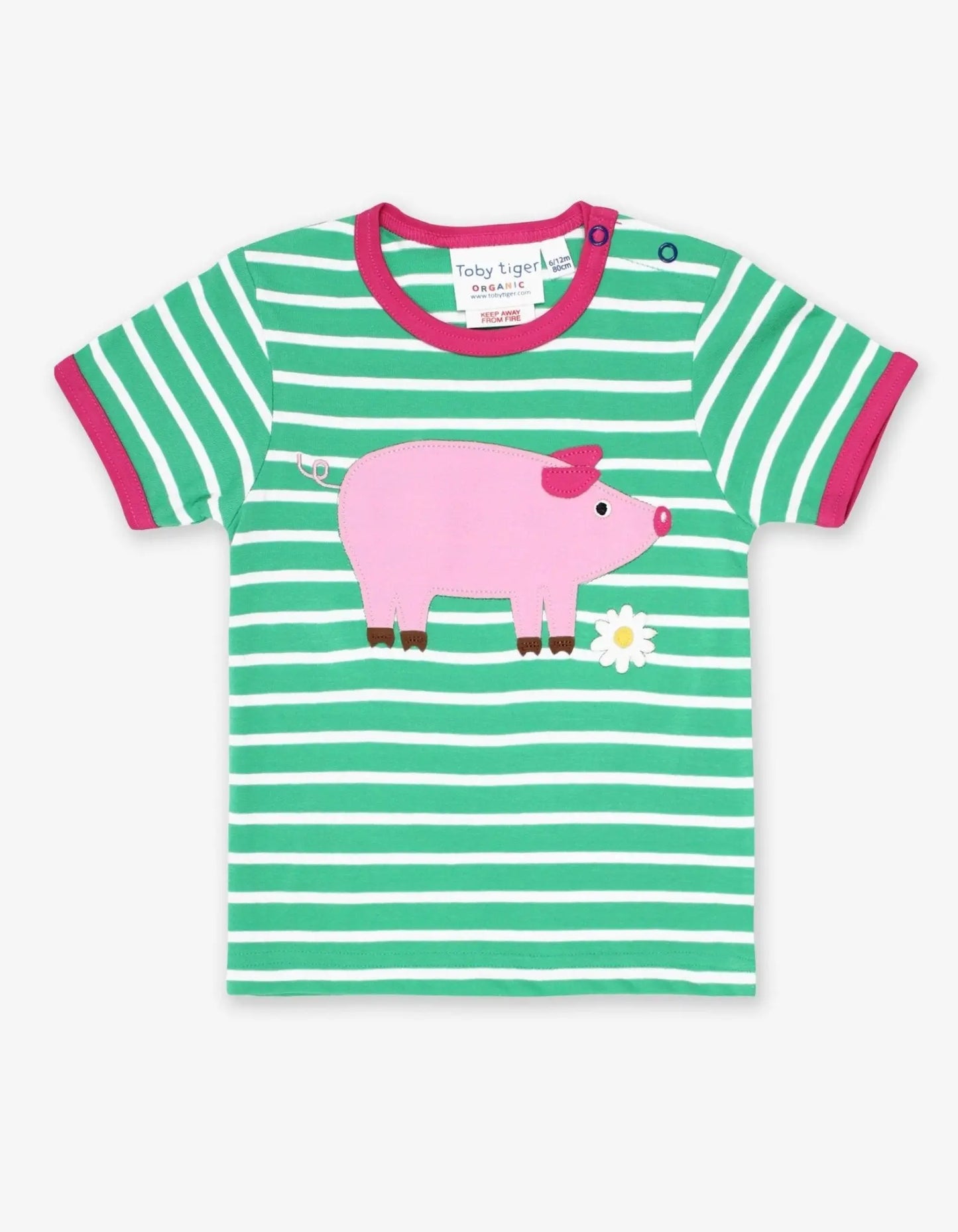 Organic Pig Applique Short-Sleeved T-Shirt Toby Tiger