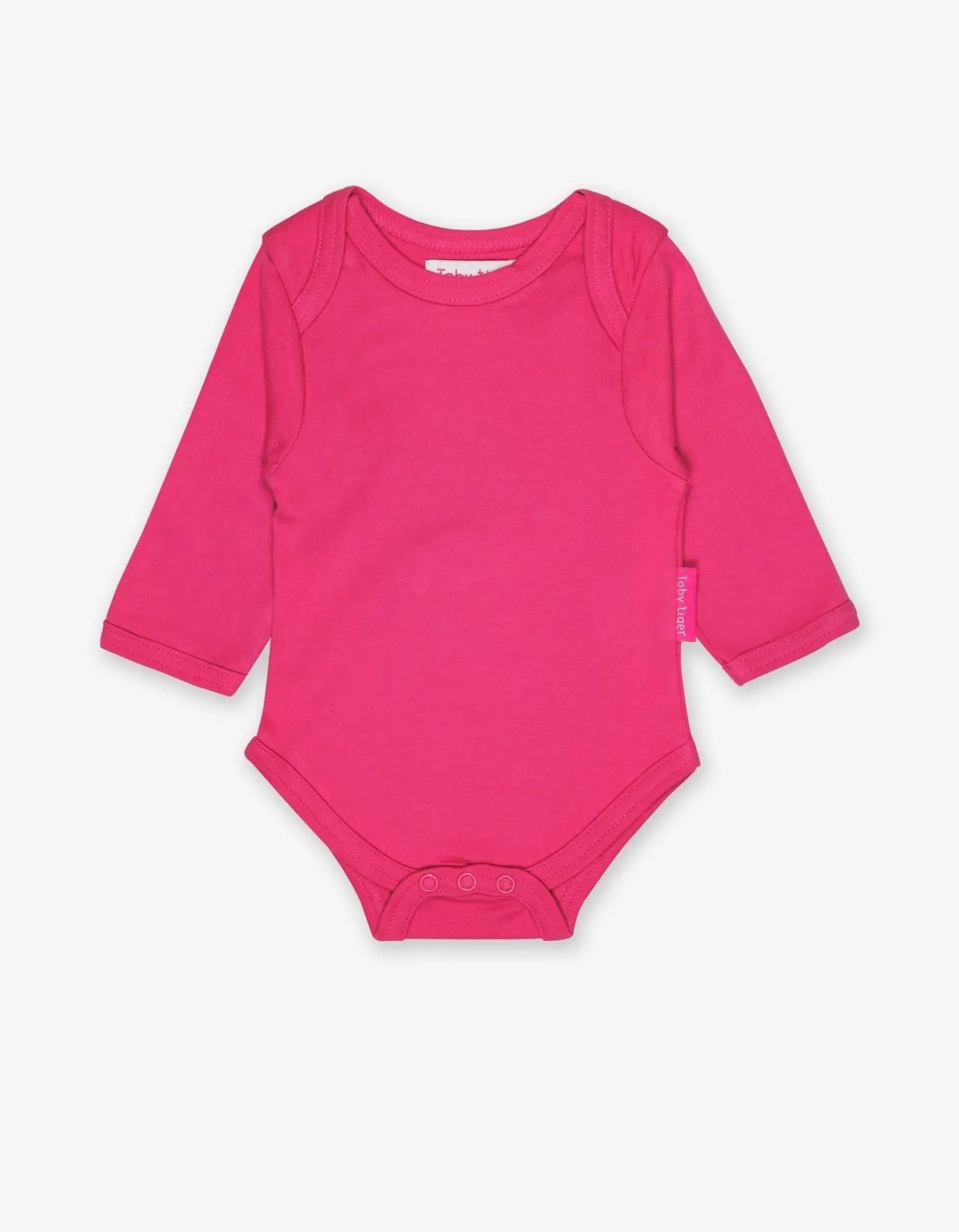 Organic Pink Basic Long-Sleeved Baby Bodysuit Toby Tiger