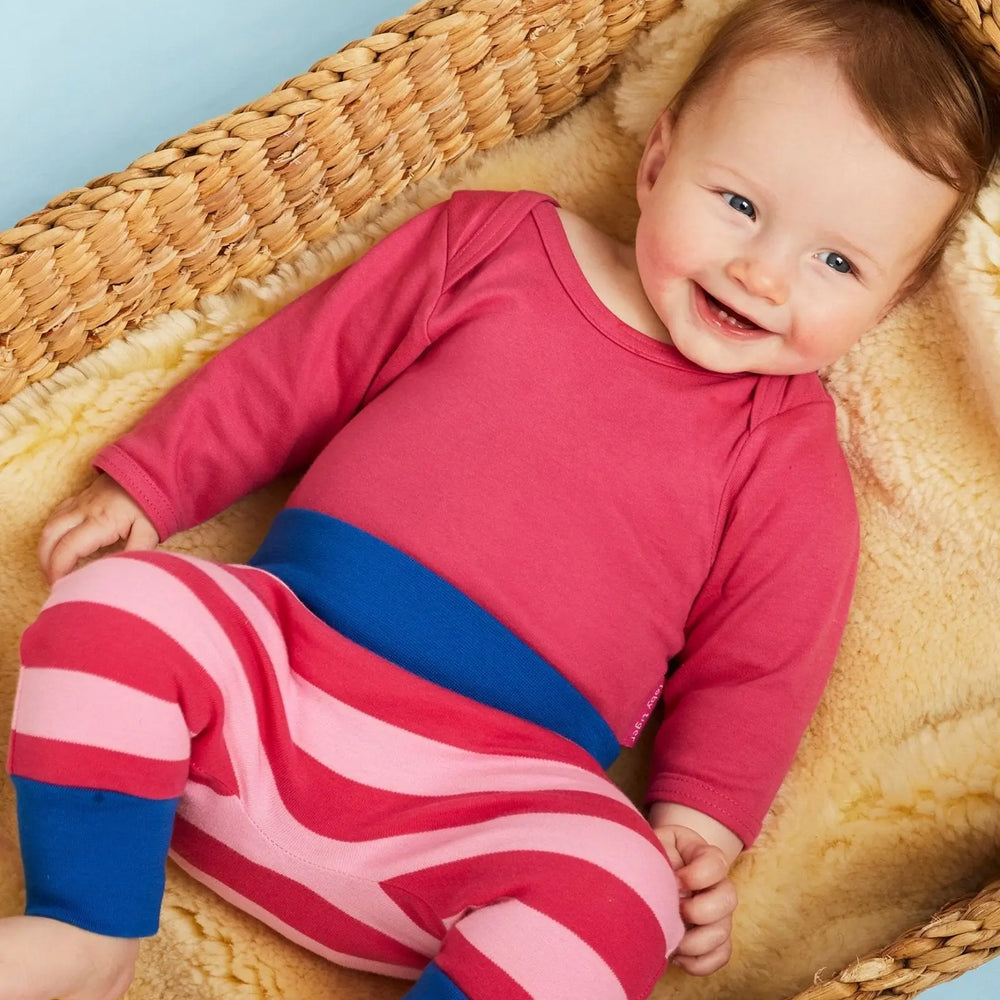 Organic Pink Basic Long-Sleeved Baby Bodysuit Toby Tiger