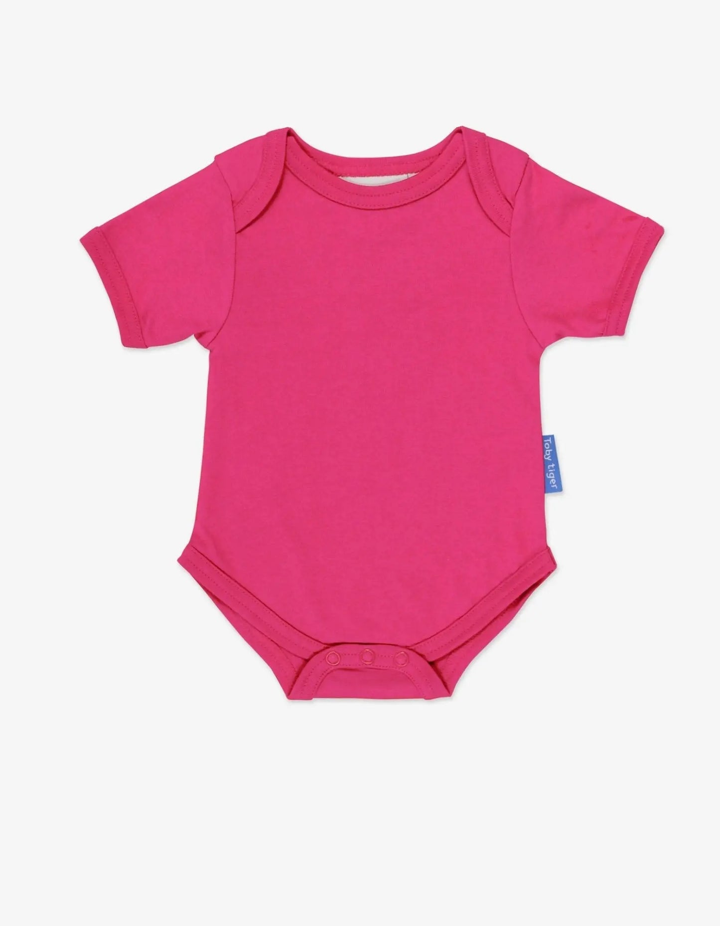 Organic Pink Basic Short-Sleeved Baby Bodysuit Toby Tiger