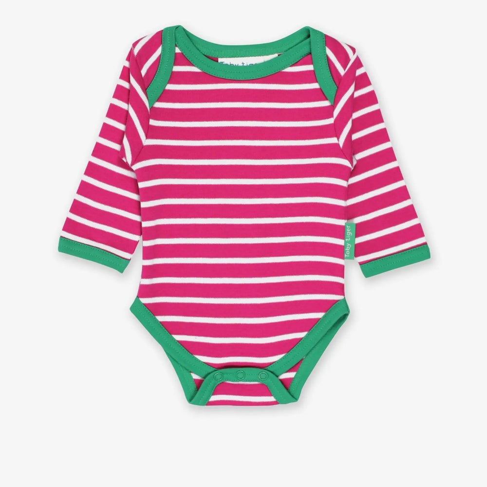 Organic Pink Breton Bodysuit Toby Tiger