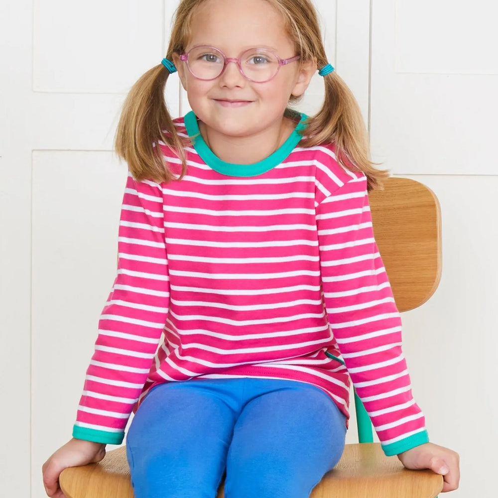 Organic Pink Breton Long-Sleeved T-Shirt Toby Tiger