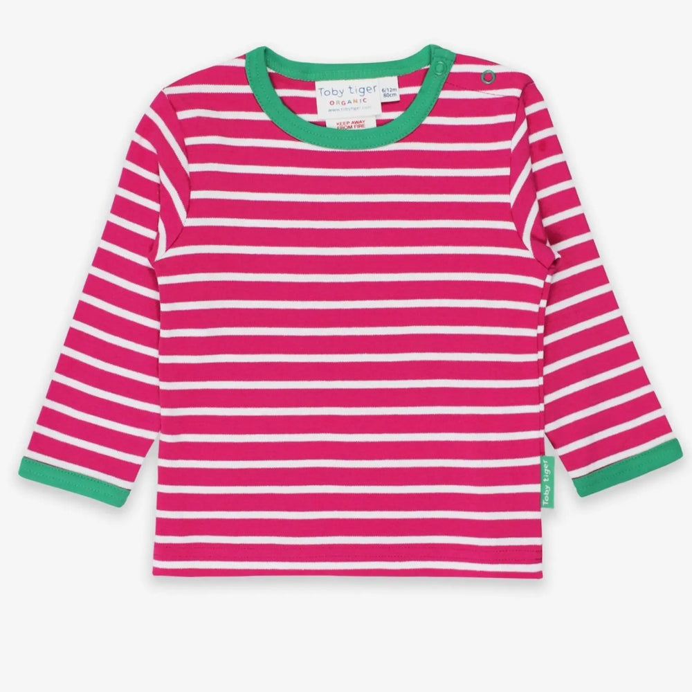 Organic Pink Breton Long-Sleeved T-Shirt Toby Tiger