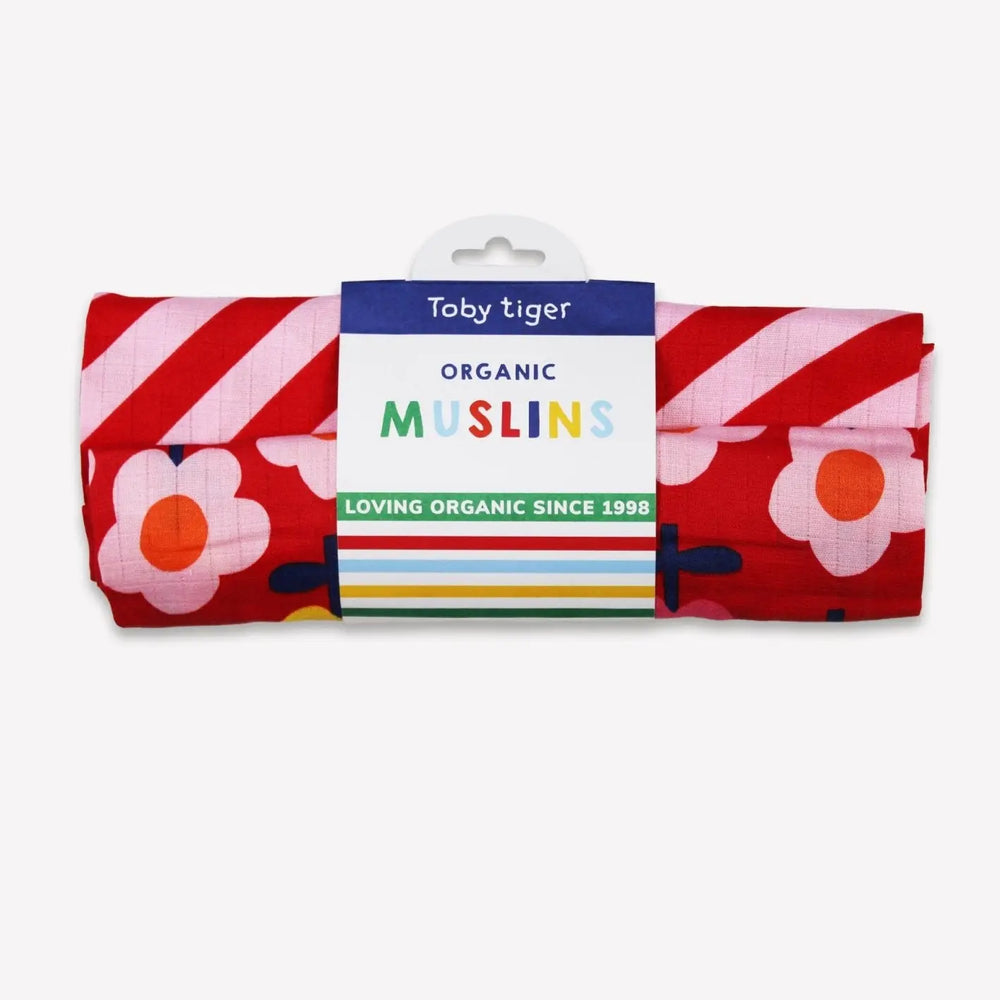 Organic Pink Flower Muslin 2-Pack Toby Tiger