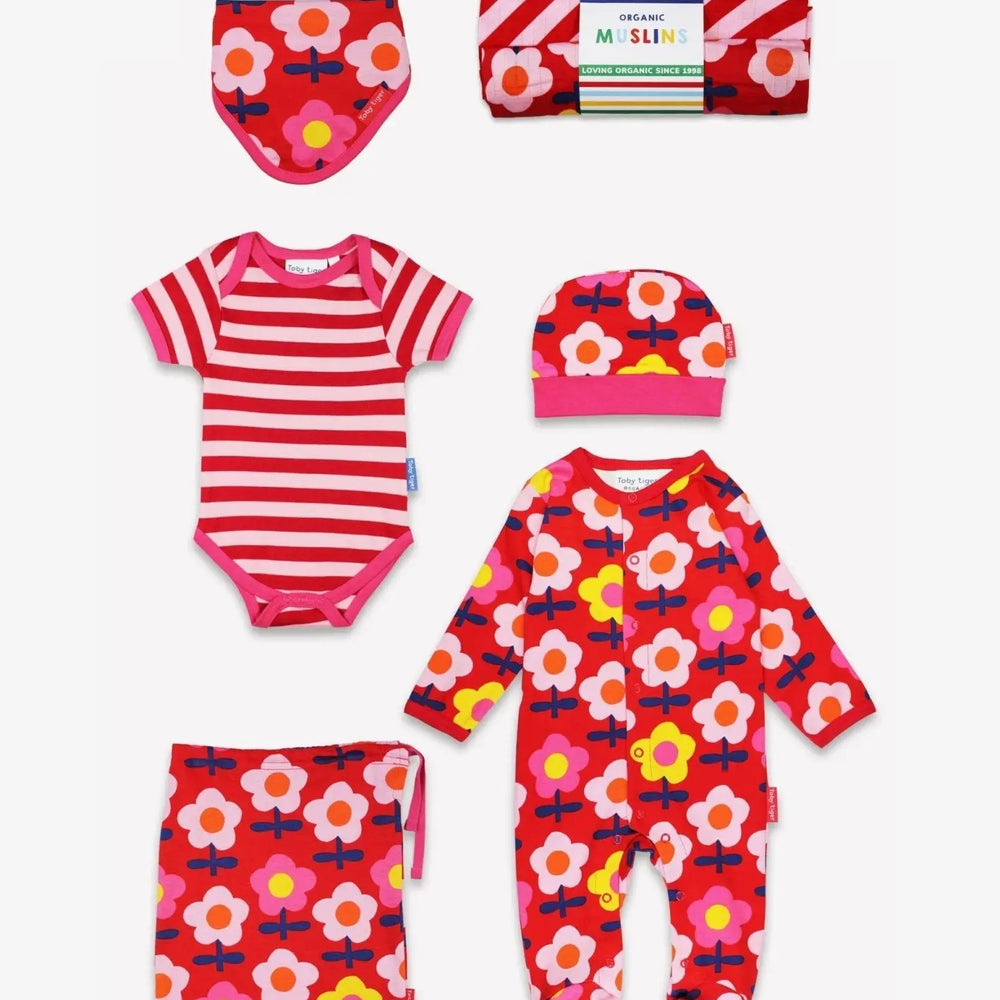 Organic Pink Flower Print Baby Bundle Toby Tiger