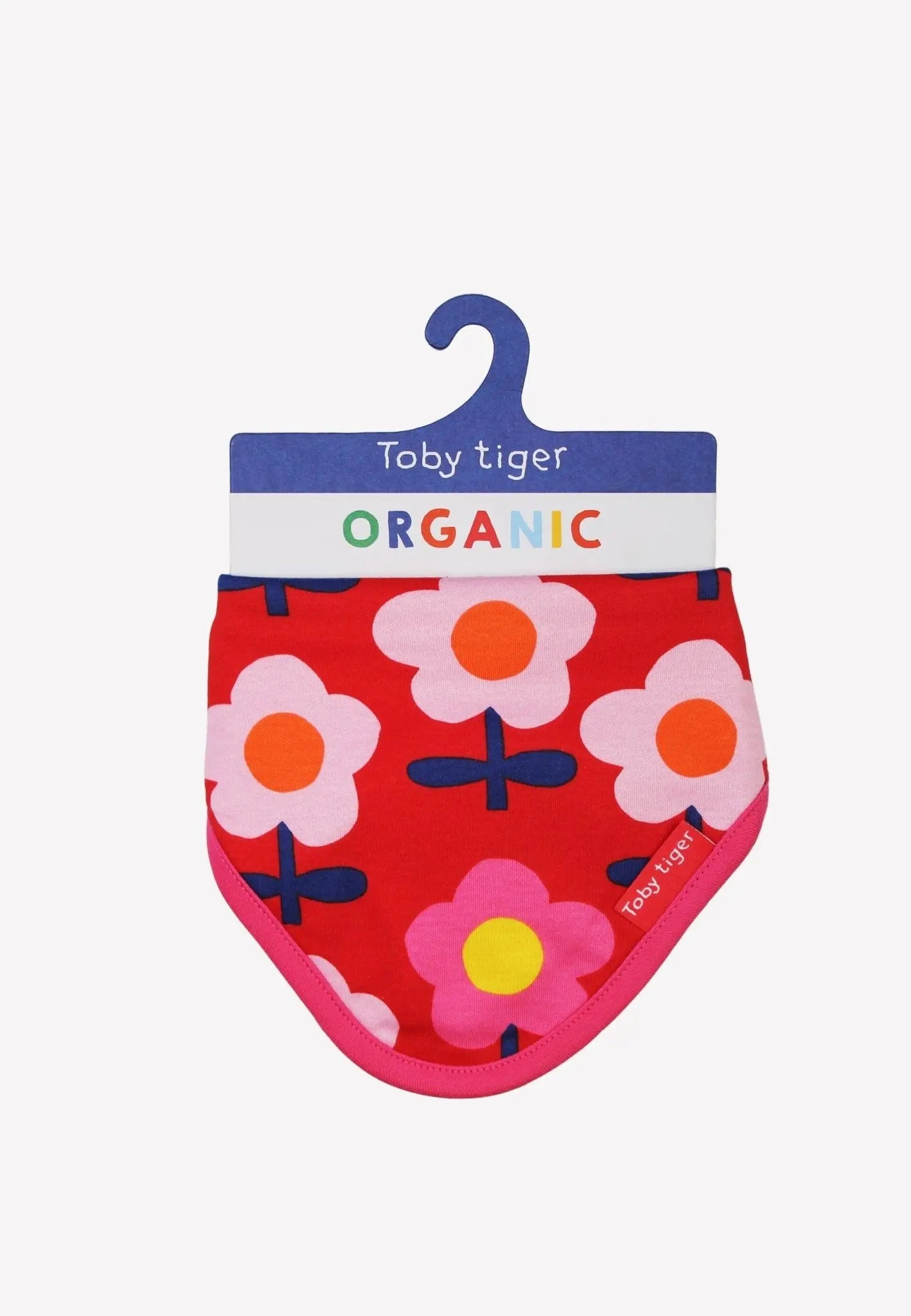 Organic Pink Flower Print Dribble Bib Toby Tiger