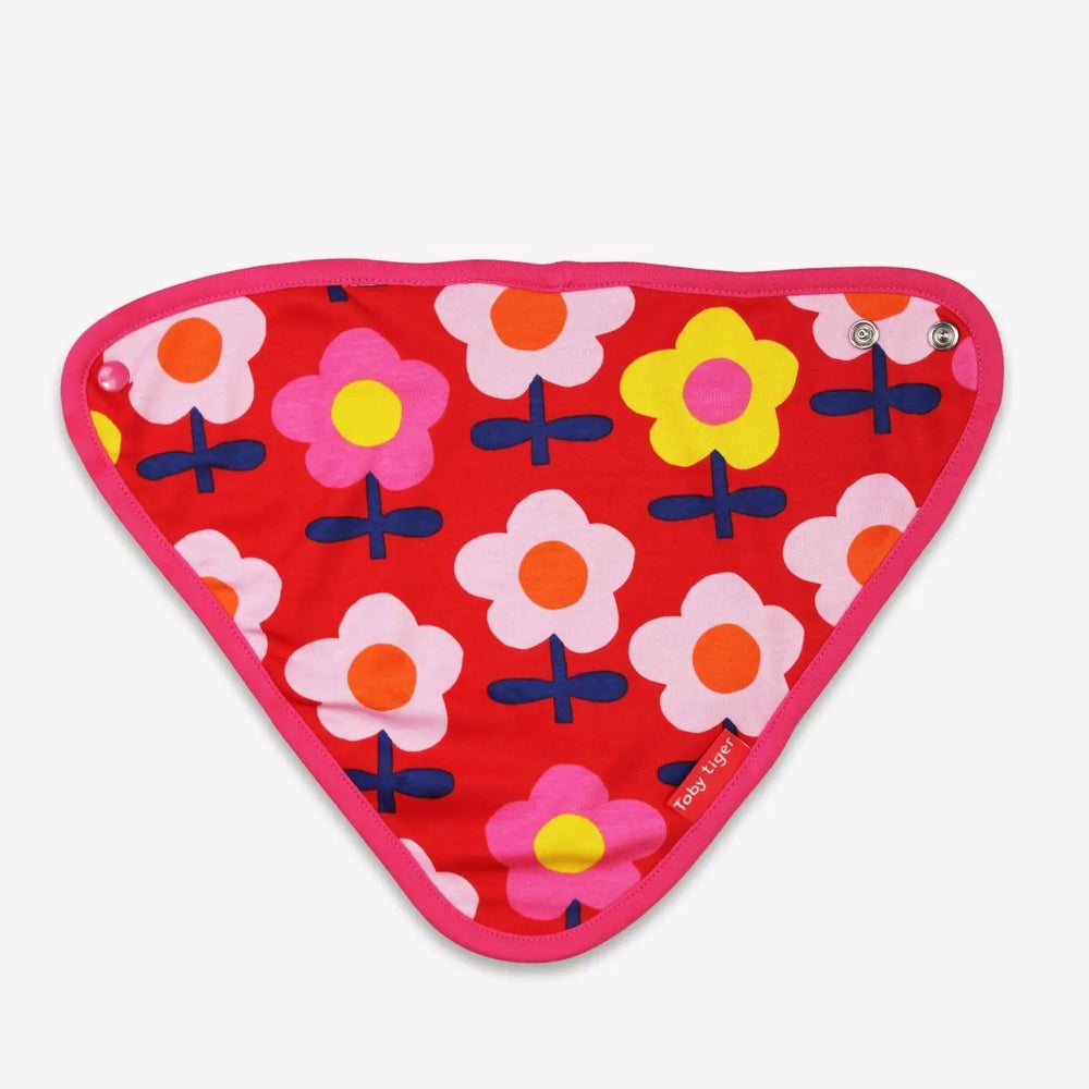Organic Pink Flower Print Dribble Bib Toby Tiger
