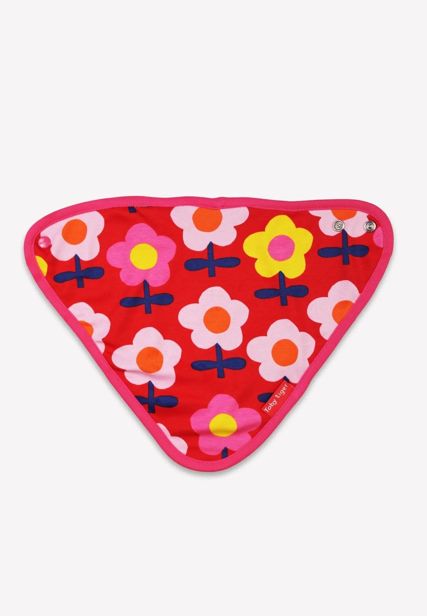 Organic Pink Flower Print Dribble Bib Toby Tiger