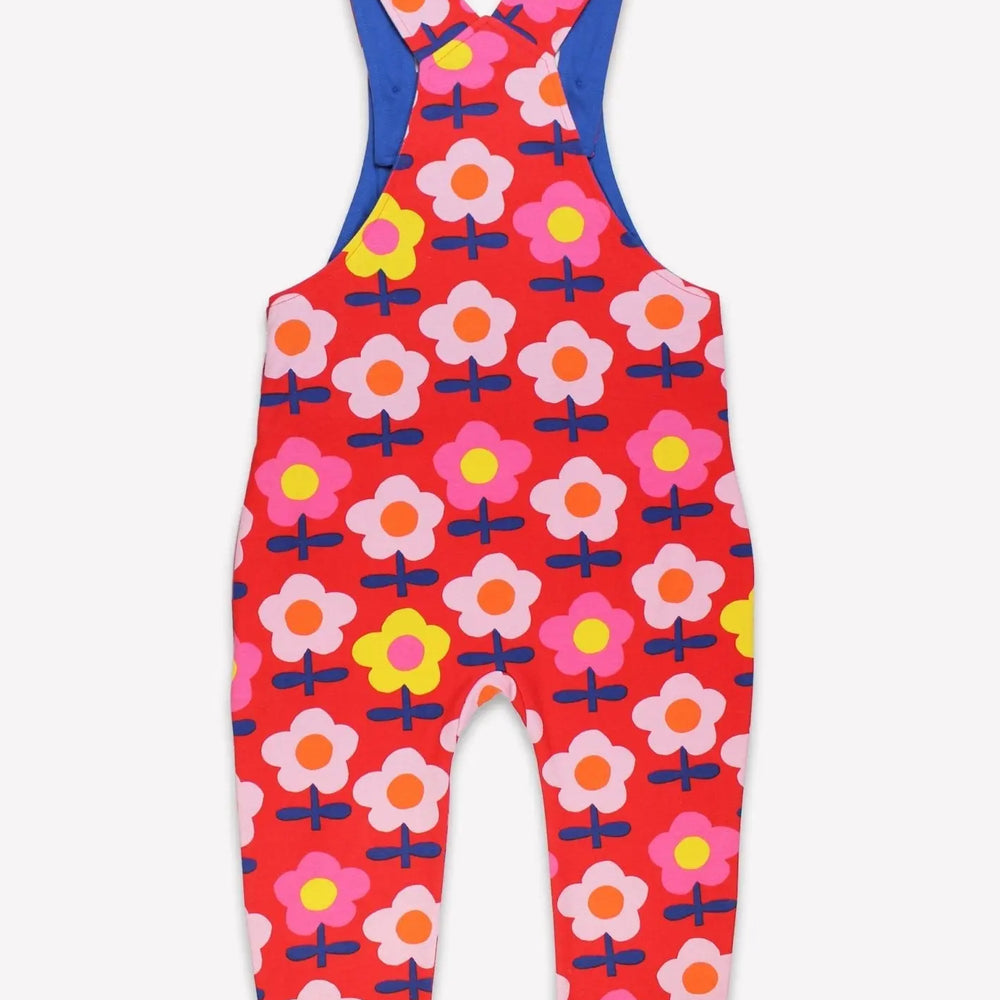 Organic Pink Flower Print Dungarees Toby Tiger