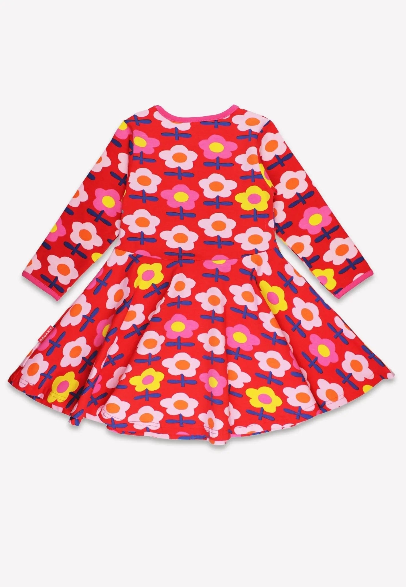 Organic Pink Flower Print Skater Dress Toby Tiger