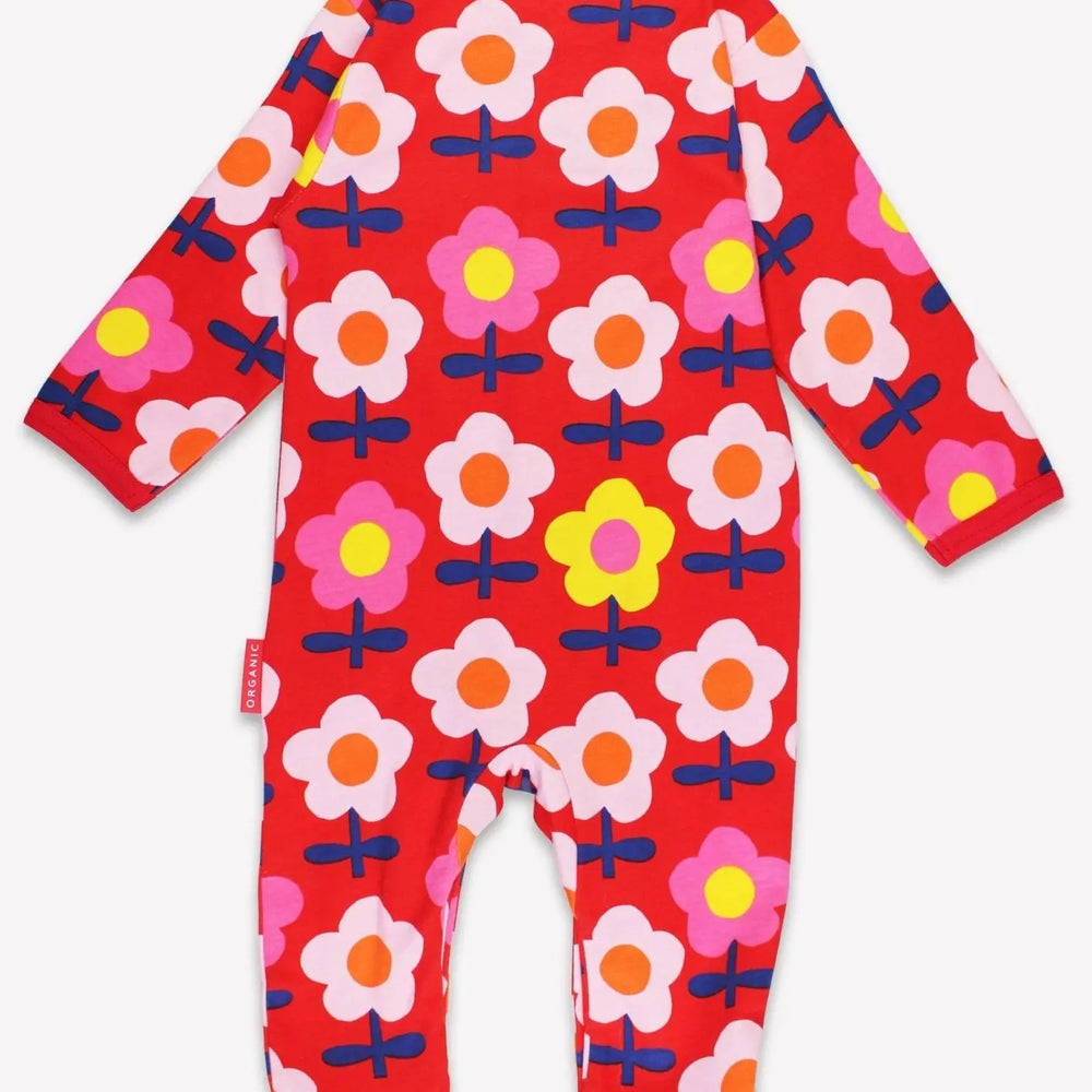 Organic Pink Flower Print Sleepsuit Toby Tiger