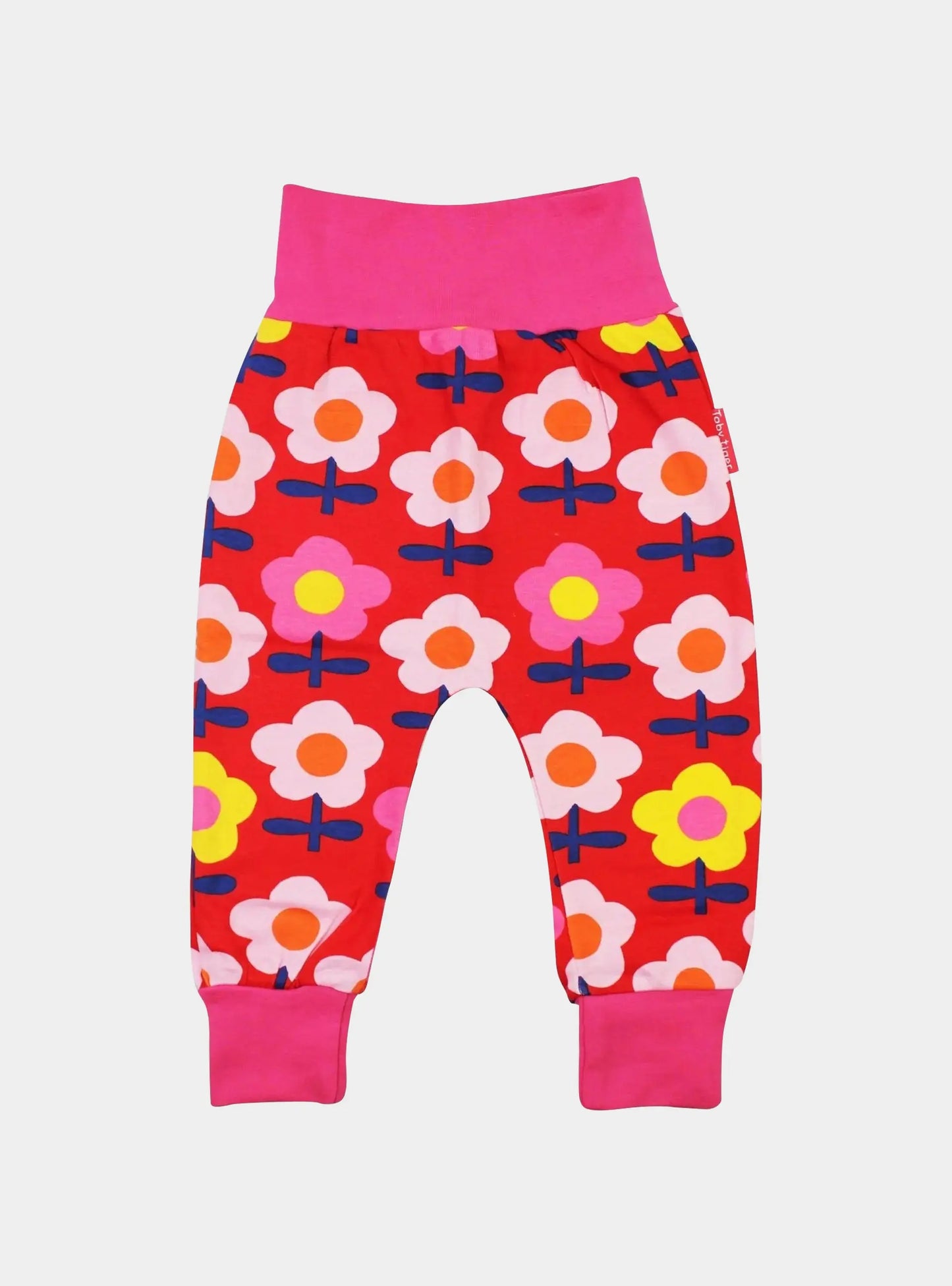 Organic Pink Flower Print Yoga Pants Toby Tiger