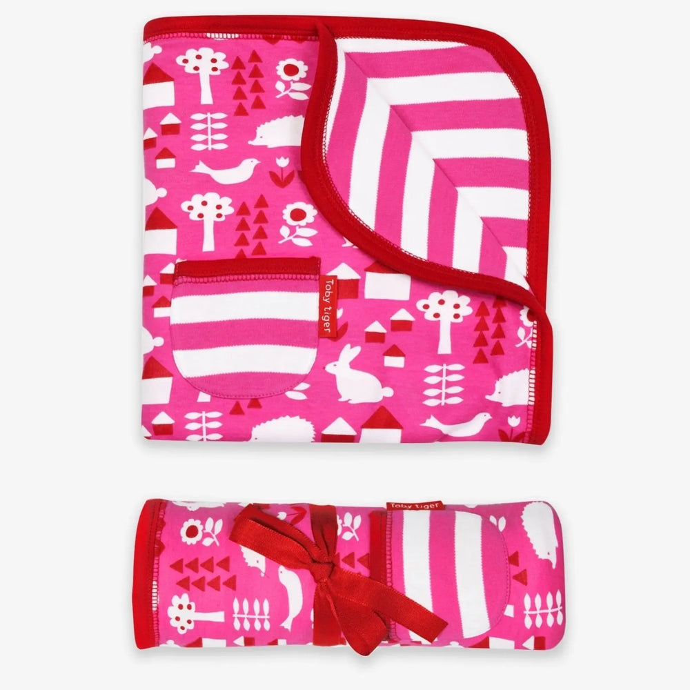 Organic Pink Garden Blanket Toby Tiger
