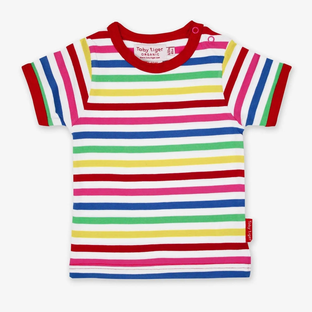 Organic Pink Multi Stripe 2-Pack Short-Sleeved T-Shirt Toby Tiger