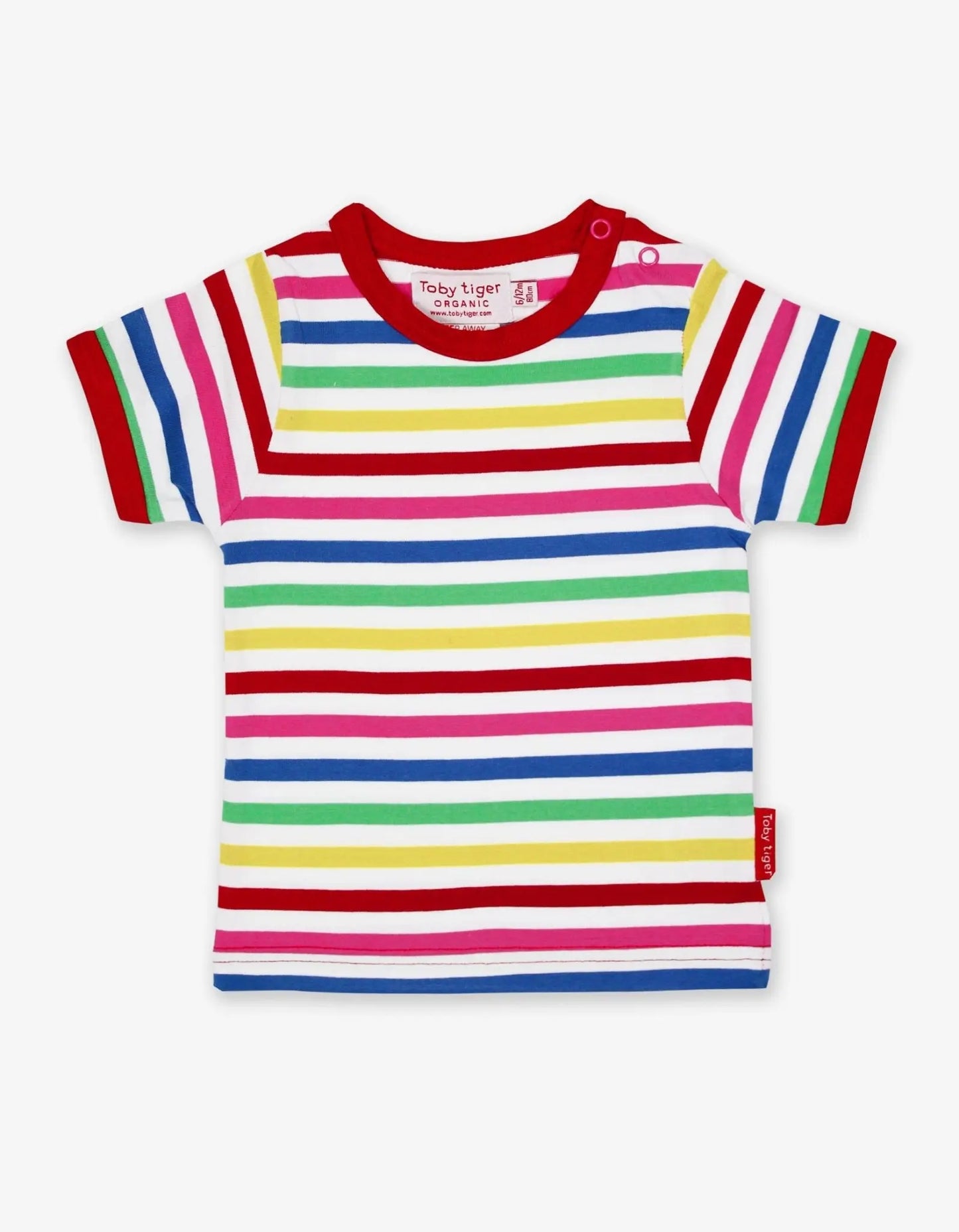 Organic Pink Multi Stripe 2-Pack Short-Sleeved T-Shirt Toby Tiger