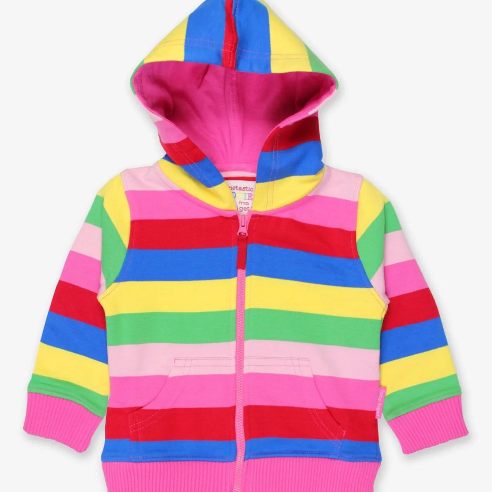 Organic Pink Multi Stripe Hoodie Toby Tiger