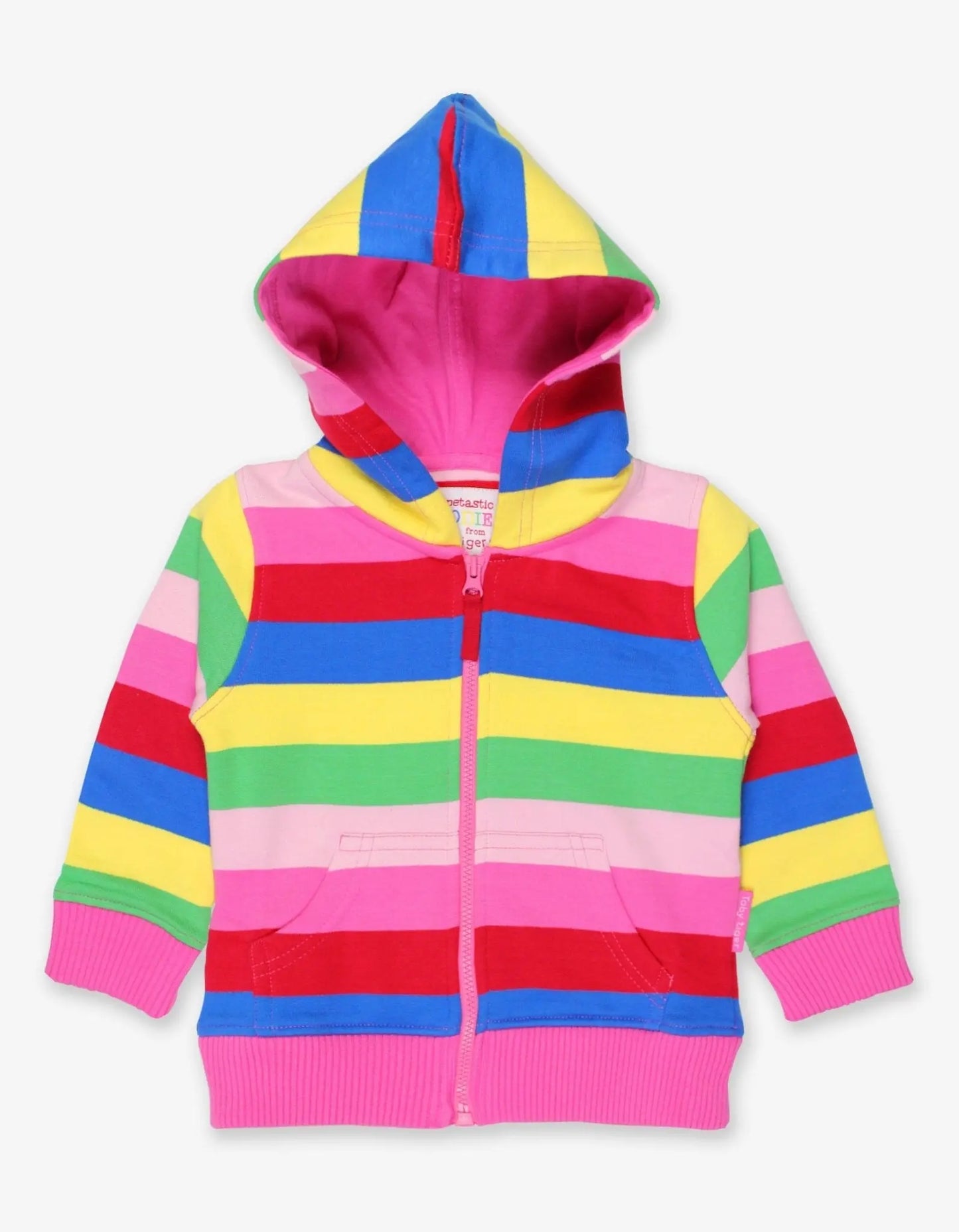 Organic Pink Multi Stripe Hoodie Toby Tiger