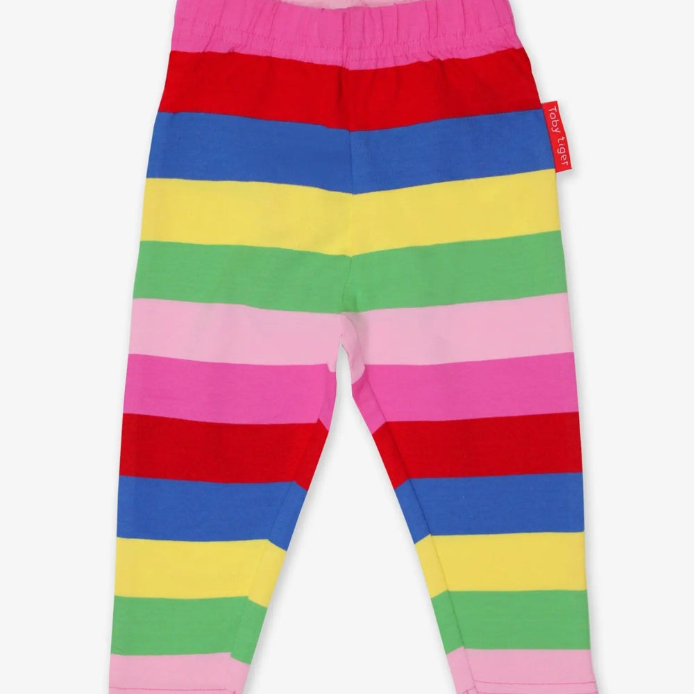 Organic Pink Multi Stripe Leggings Toby Tiger