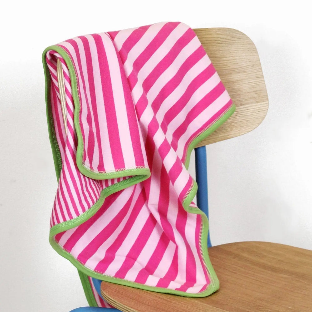 Organic Pink and Green Stripe Blanket Toby Tiger