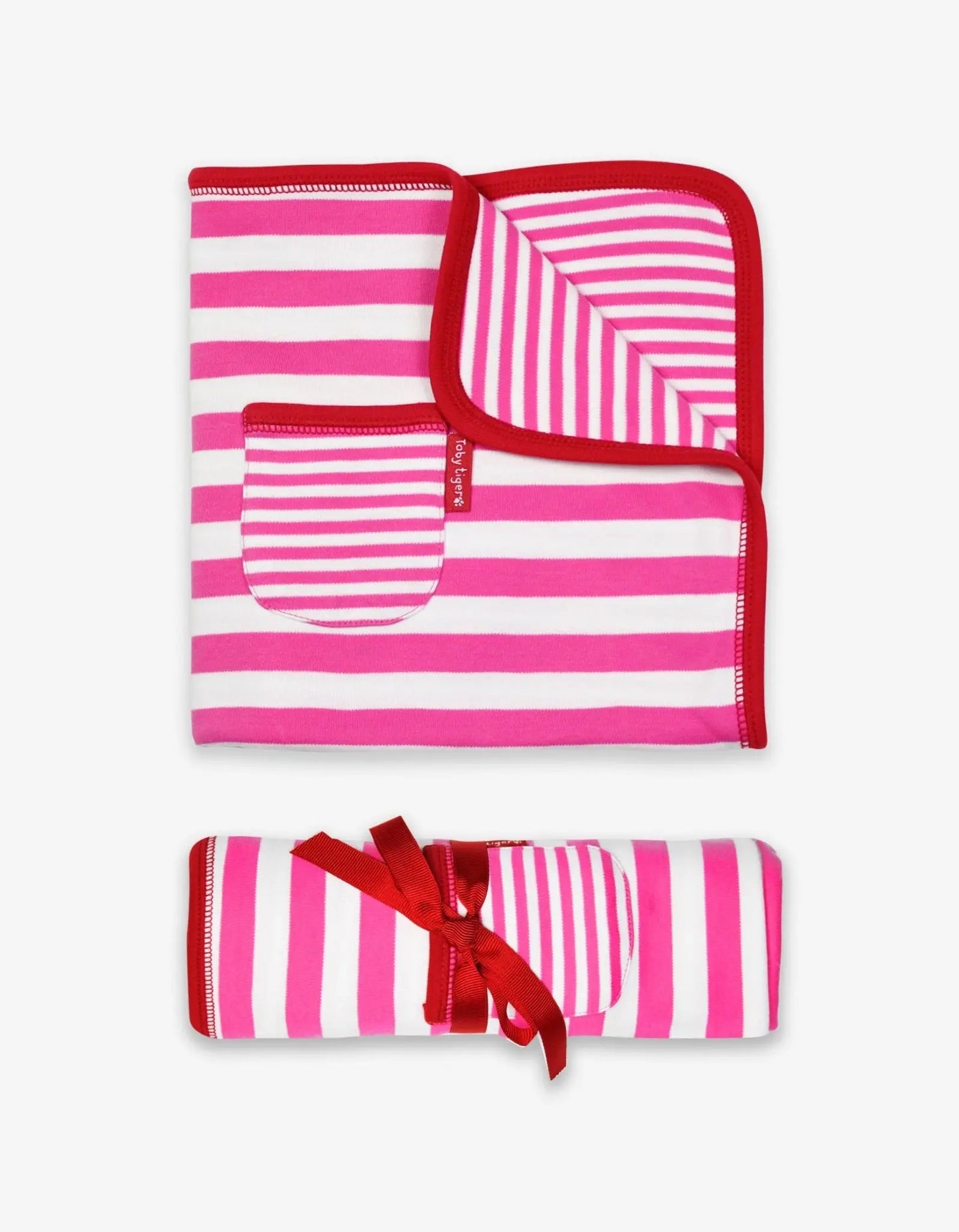 Organic Pink and White Stripe Blanket Toby Tiger