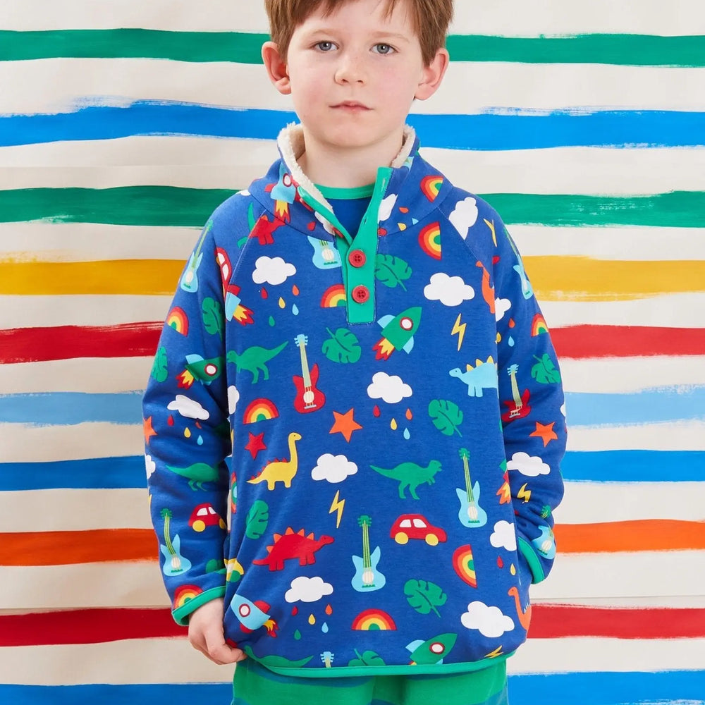 Organic Playtime Mix-Up Print Cosy Fleece Sweatshirt Toby Tiger