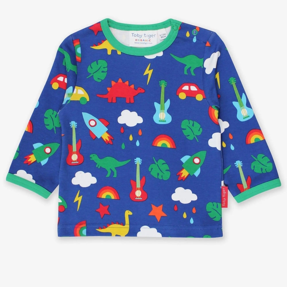 Organic Playtime Mix-Up Print Long-Sleeved T-Shirt Toby Tiger