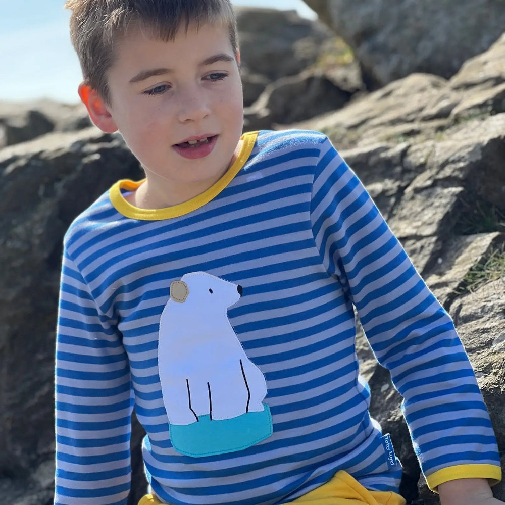 Organic Polar Bear Applique Long-Sleeved T-Shirt Toby Tiger