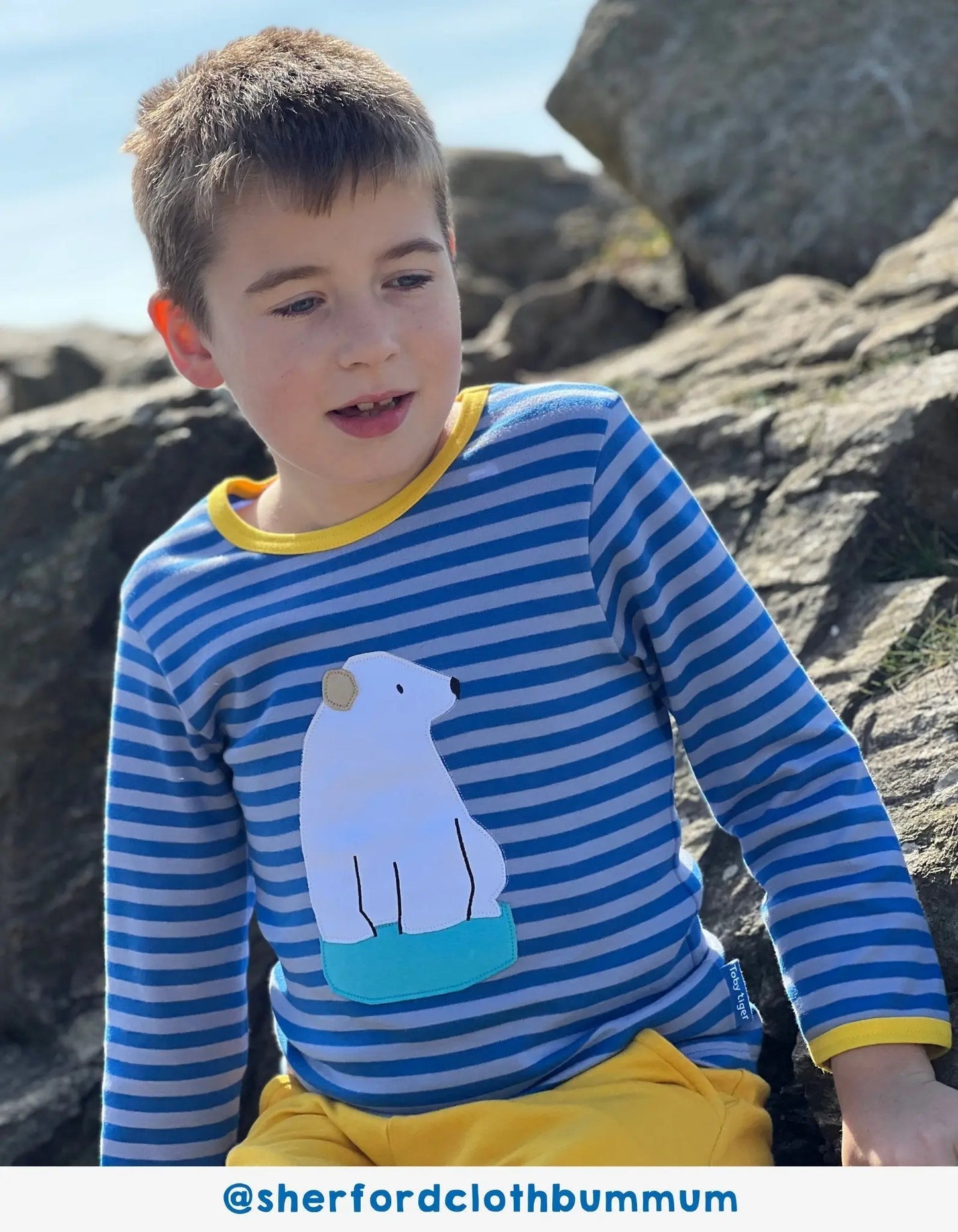 Organic Polar Bear Applique Long-Sleeved T-Shirt Toby Tiger