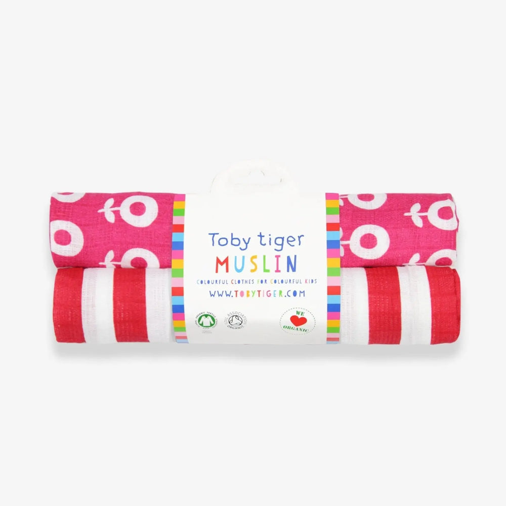 Organic Pop Flower 2-Pack Muslins Toby Tiger