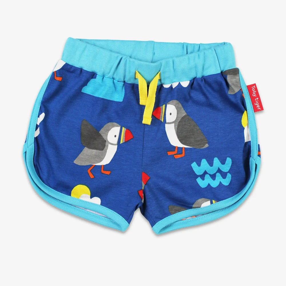 Organic Puffin Print Running Shorts Toby Tiger