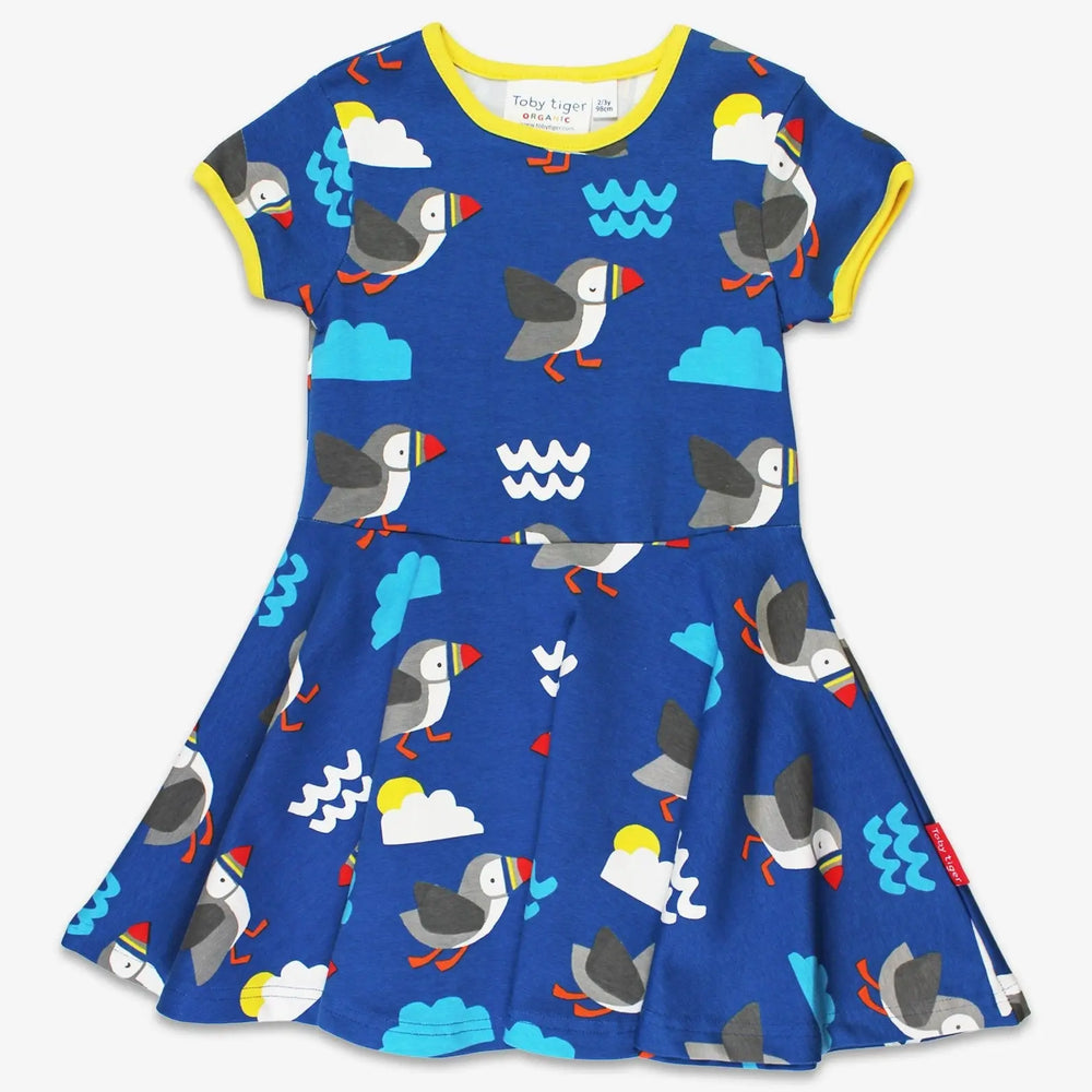 Organic Puffin Print Skater Dress Toby Tiger