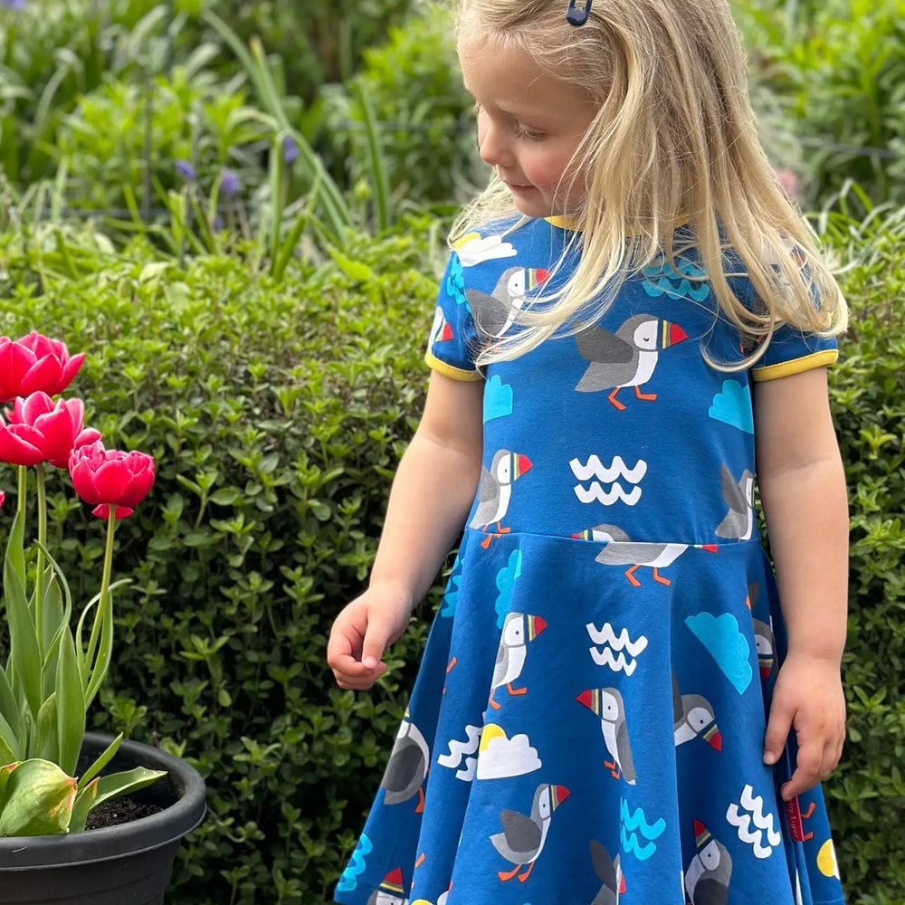Organic Puffin Print Skater Dress Toby Tiger