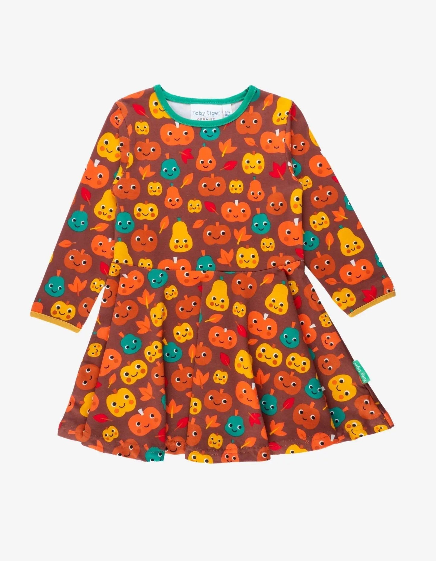 Organic Pumpkin Print Long-Sleeved Skater Dress Toby Tiger