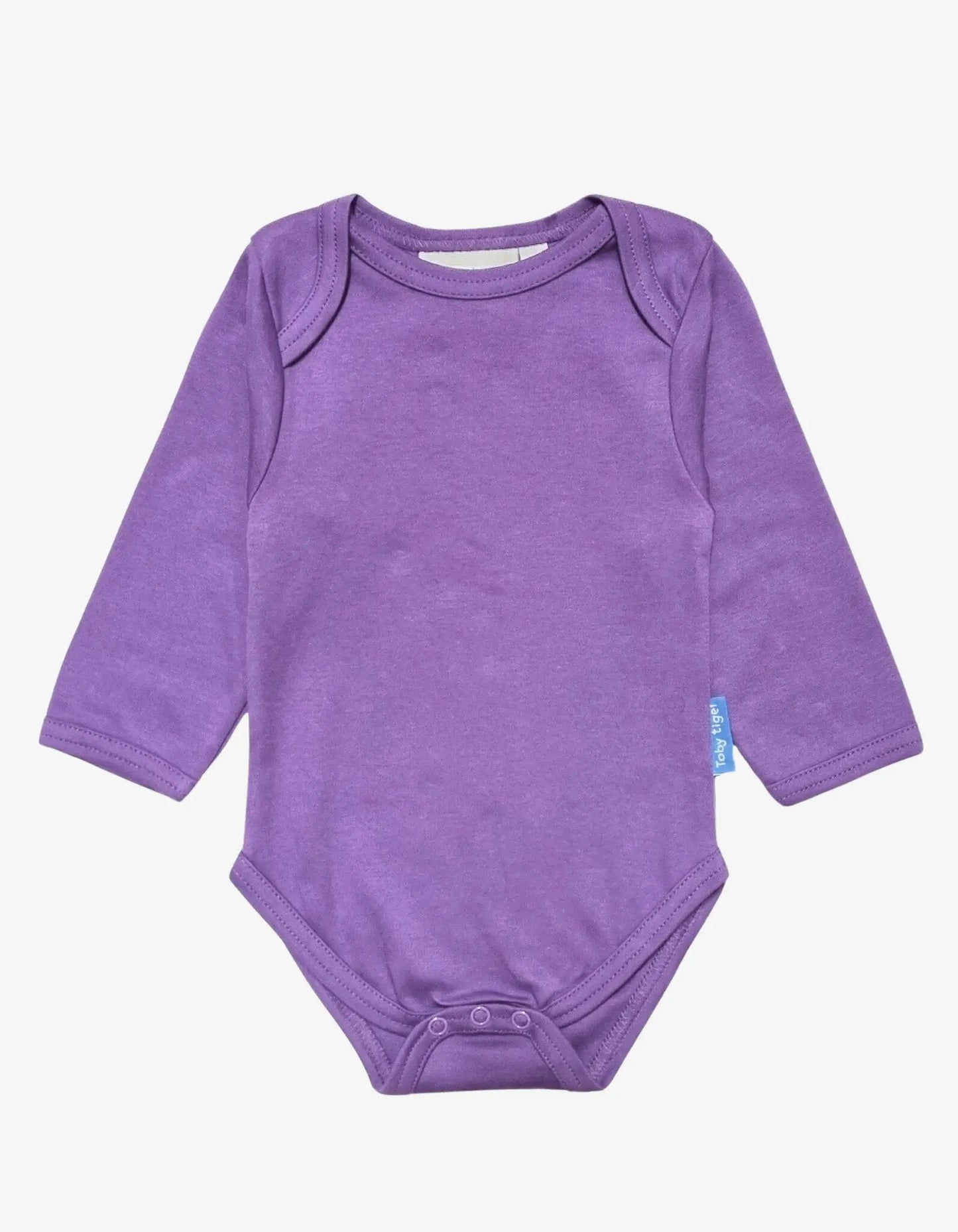 Organic Purple Basic Long-Sleeved Baby Bodysuit Toby Tiger